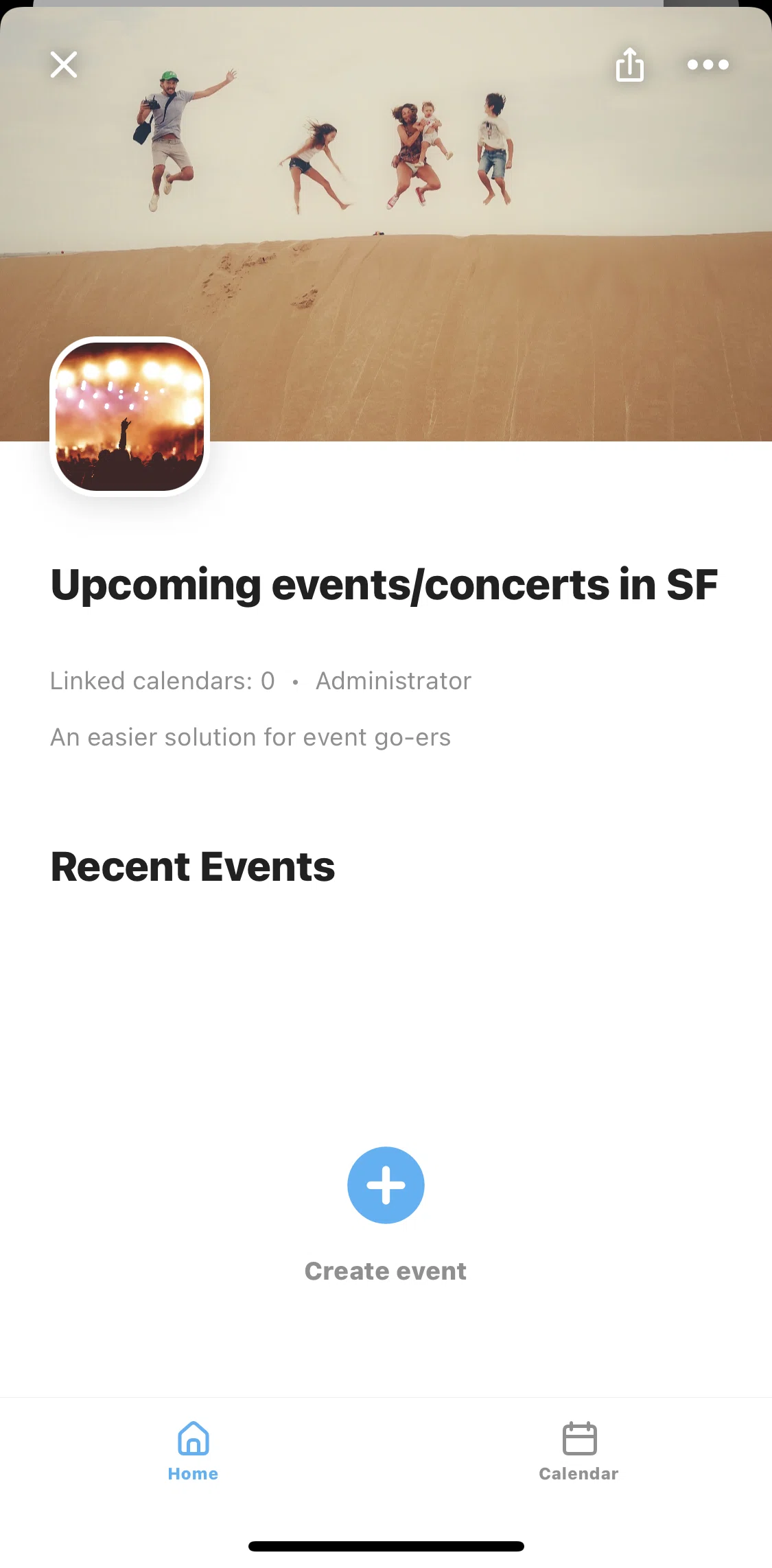 TimeTree Screen screen in the Creating an event in a public calendar flow