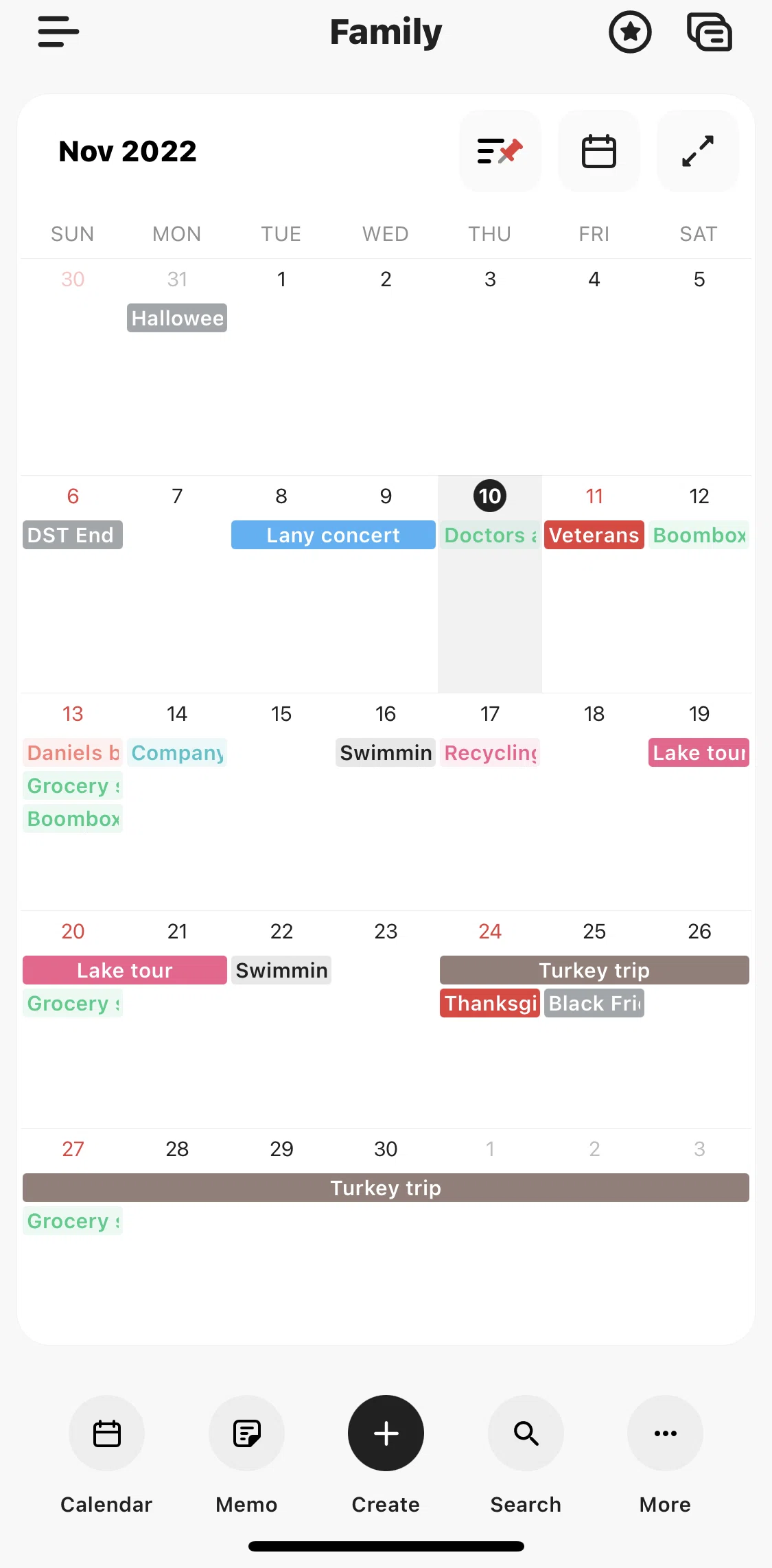 TimeTree Screen screen in the Creating memo flow