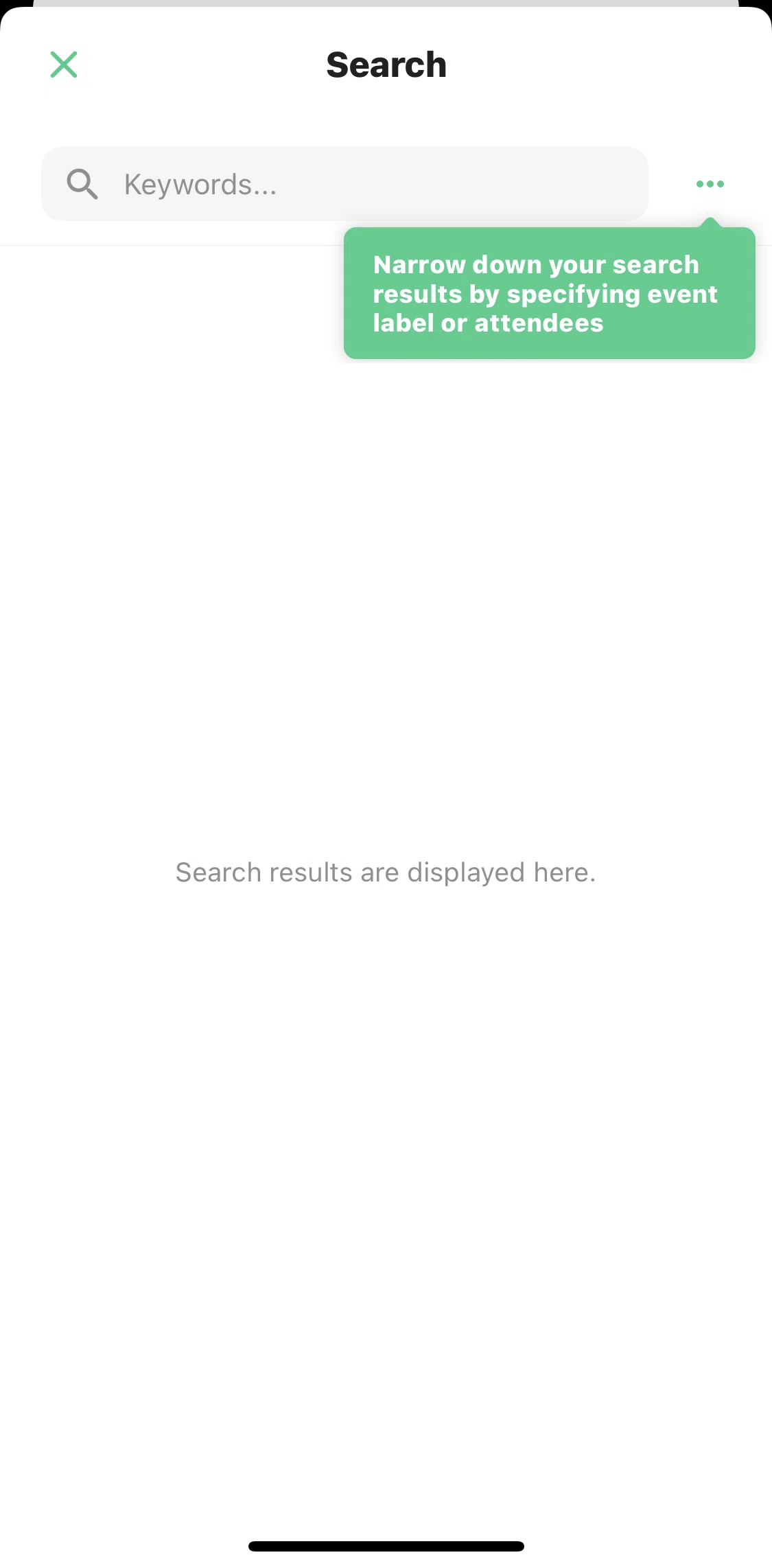 TimeTree Screen screen in the Searching by specific events flow