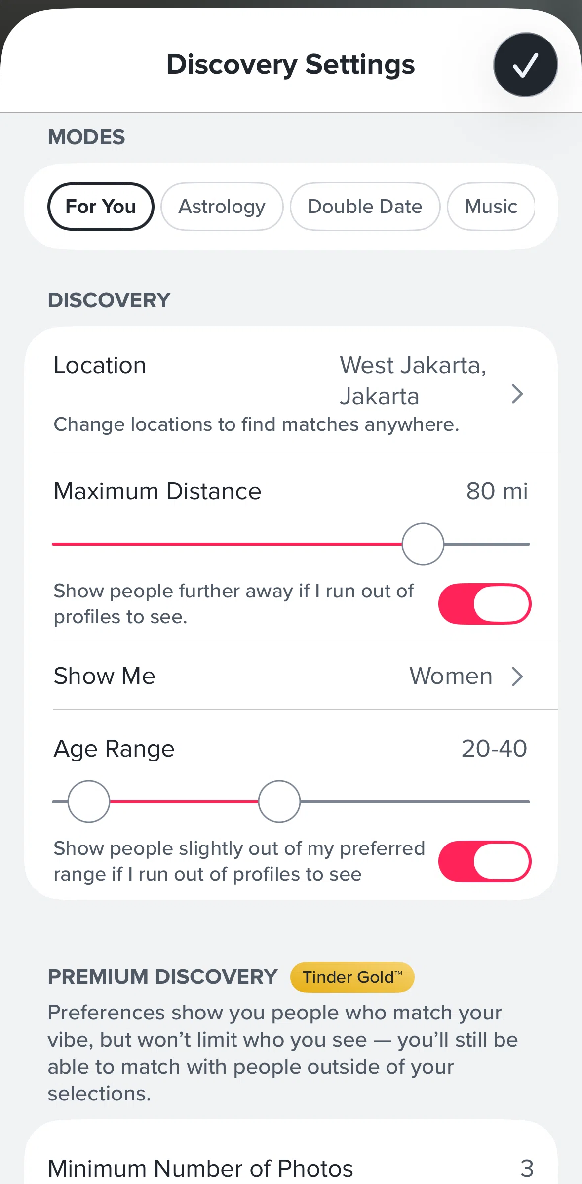 Tinder Screen screen in the Changing a location flow