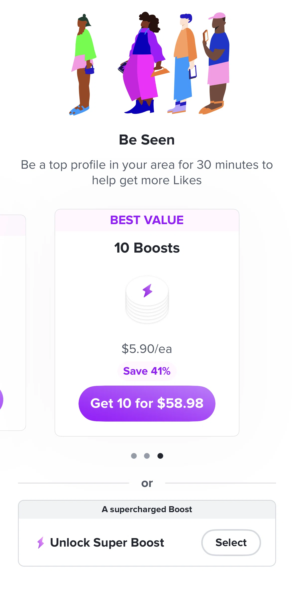 Tinder Screen screen in the Super Boost flow