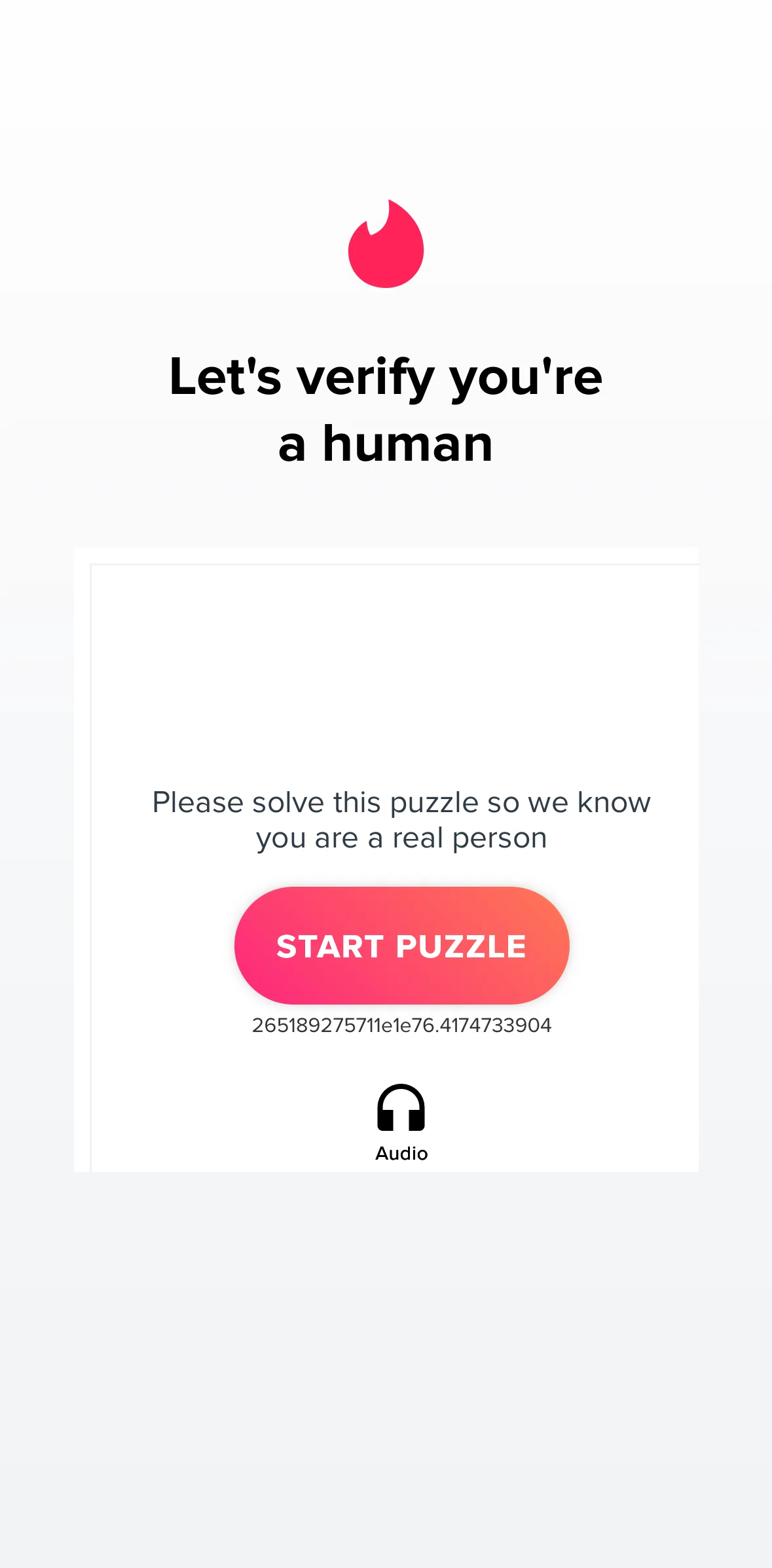 Tinder Screen screen in the Verifying an account flow