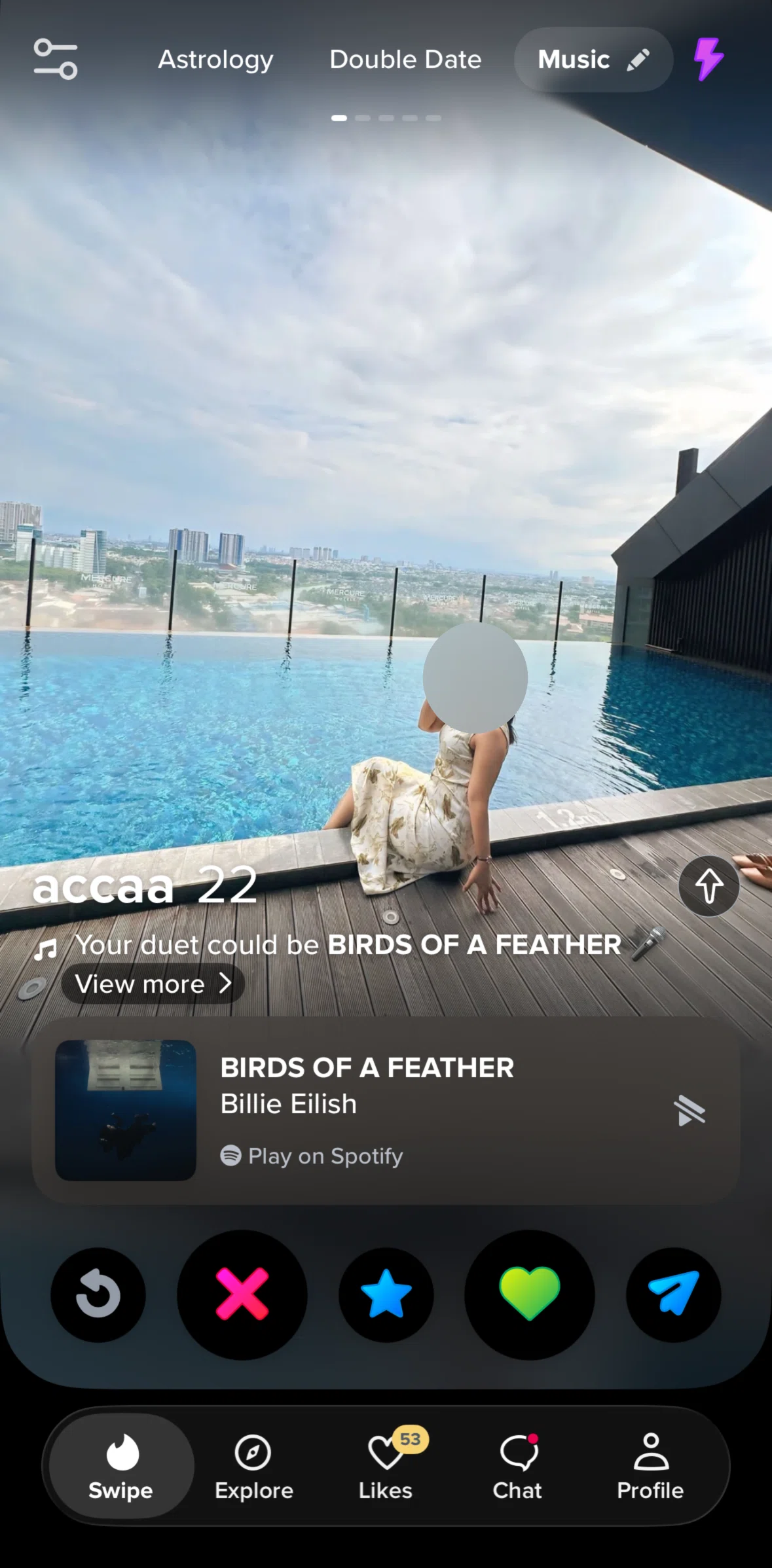 Tinder Screen screen in the View music anthems flow