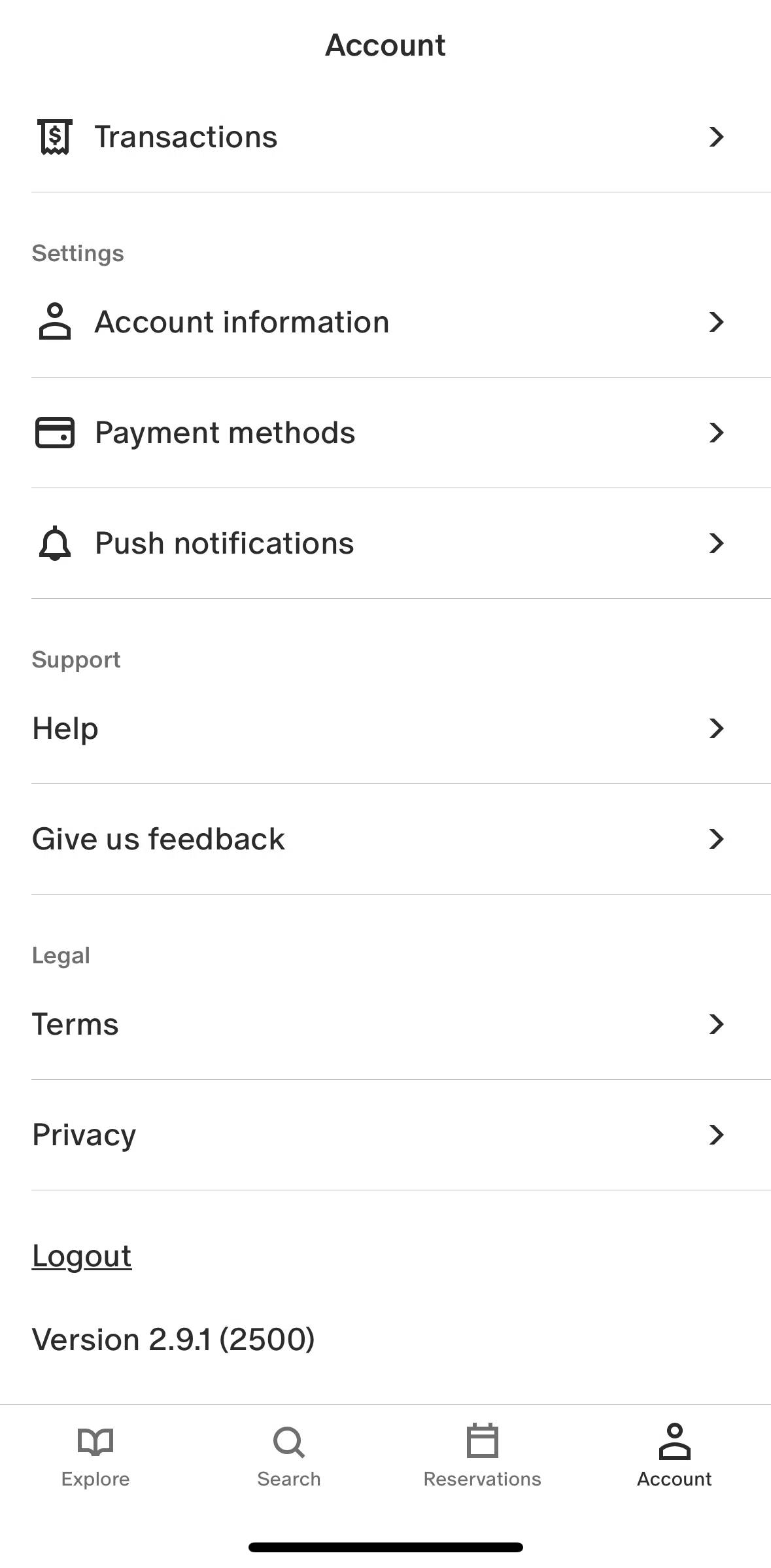 Tock Screen screen in the Logging out flow