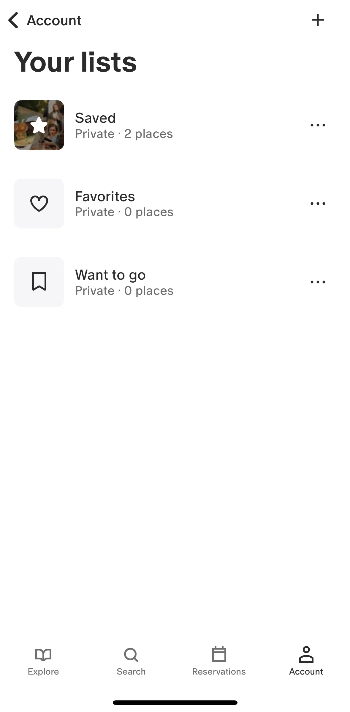 Tock Screen screen in the View a list flow