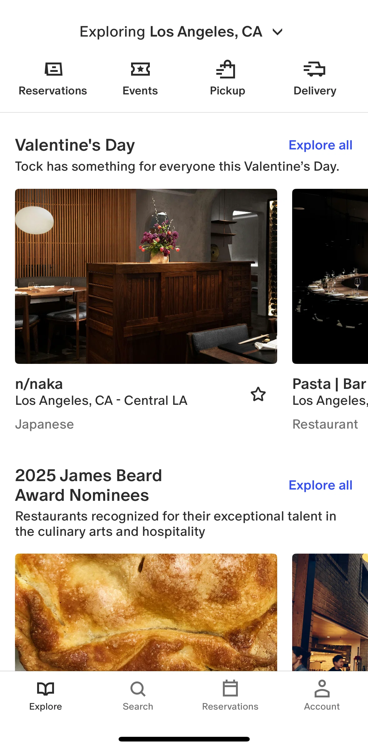 Tock Screen screen in the View experience list flow