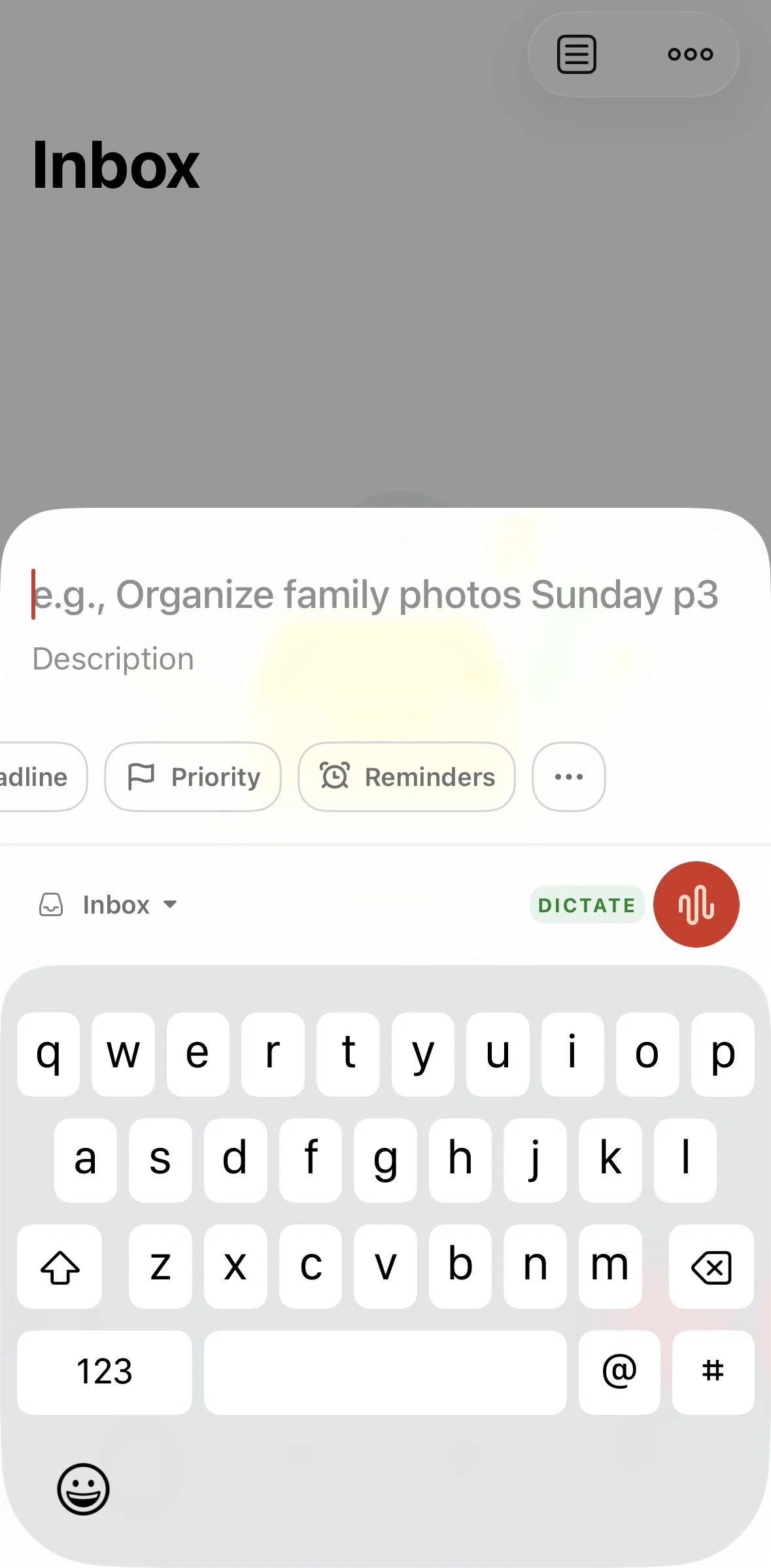 Todoist Screen screen in the Adding a location reminder flow