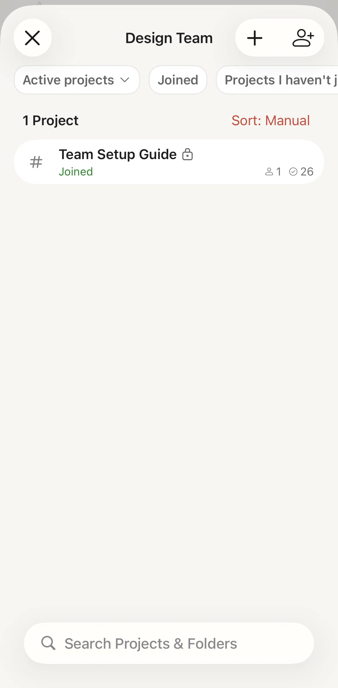 Todoist Screen screen in the Adding a project flow