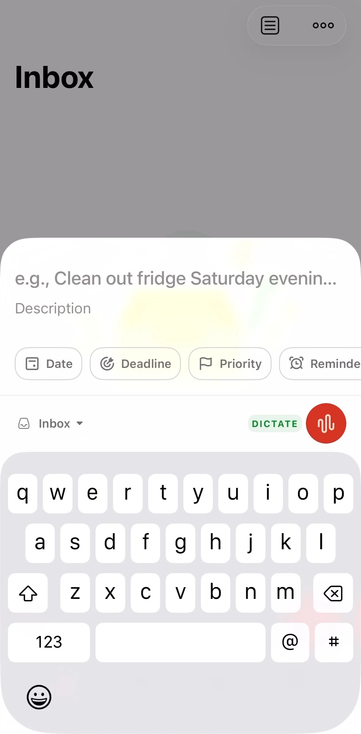 Todoist Screen screen in the Adding reminders flow