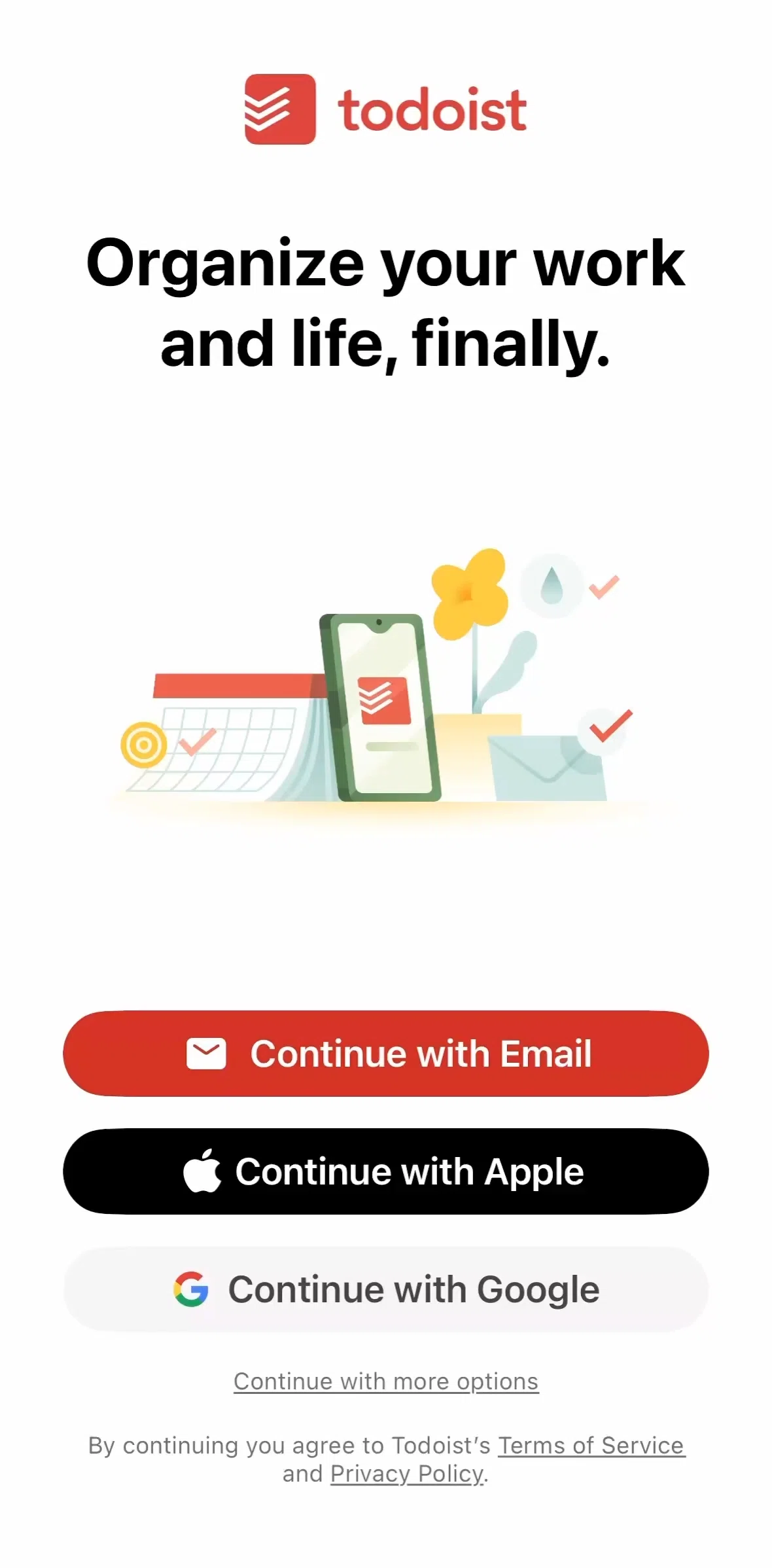 Todoist Screen screen in the Logging in flow