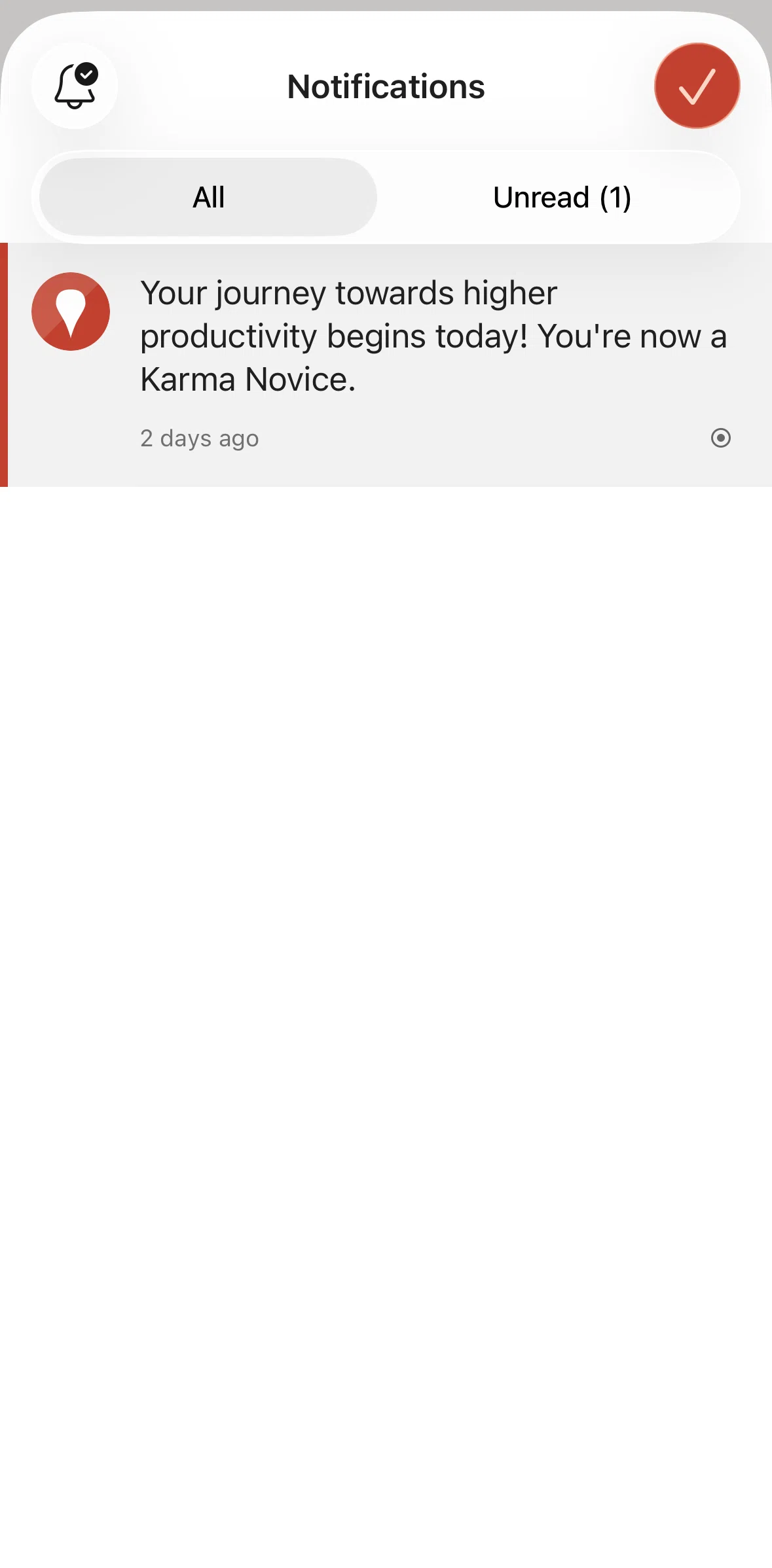 Todoist Screen screen in the Marking notifications as read flow