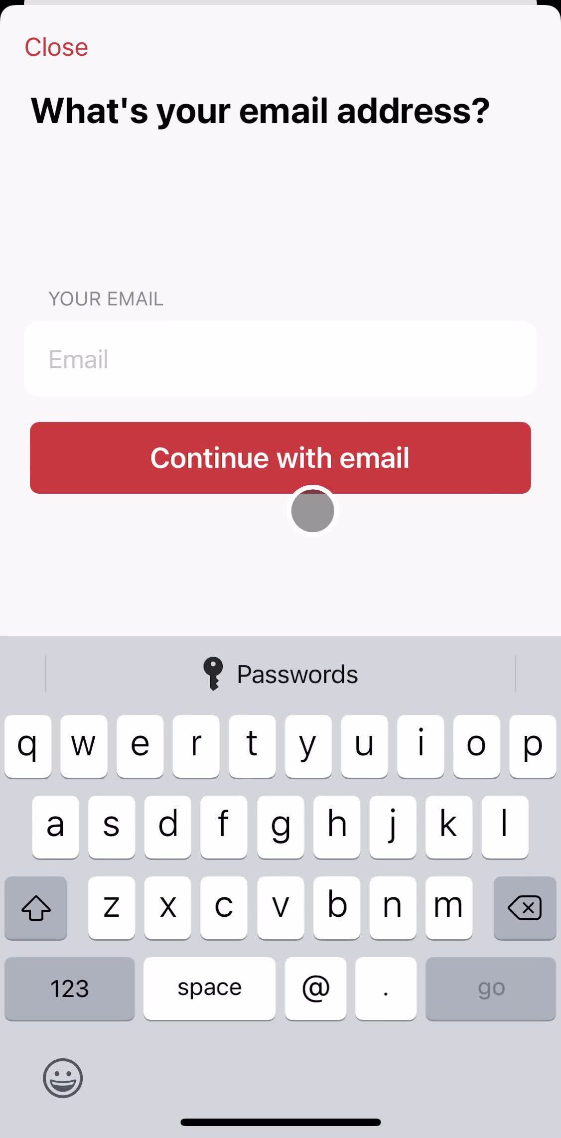 Todoist Sign up with email screen in the Onboarding flow