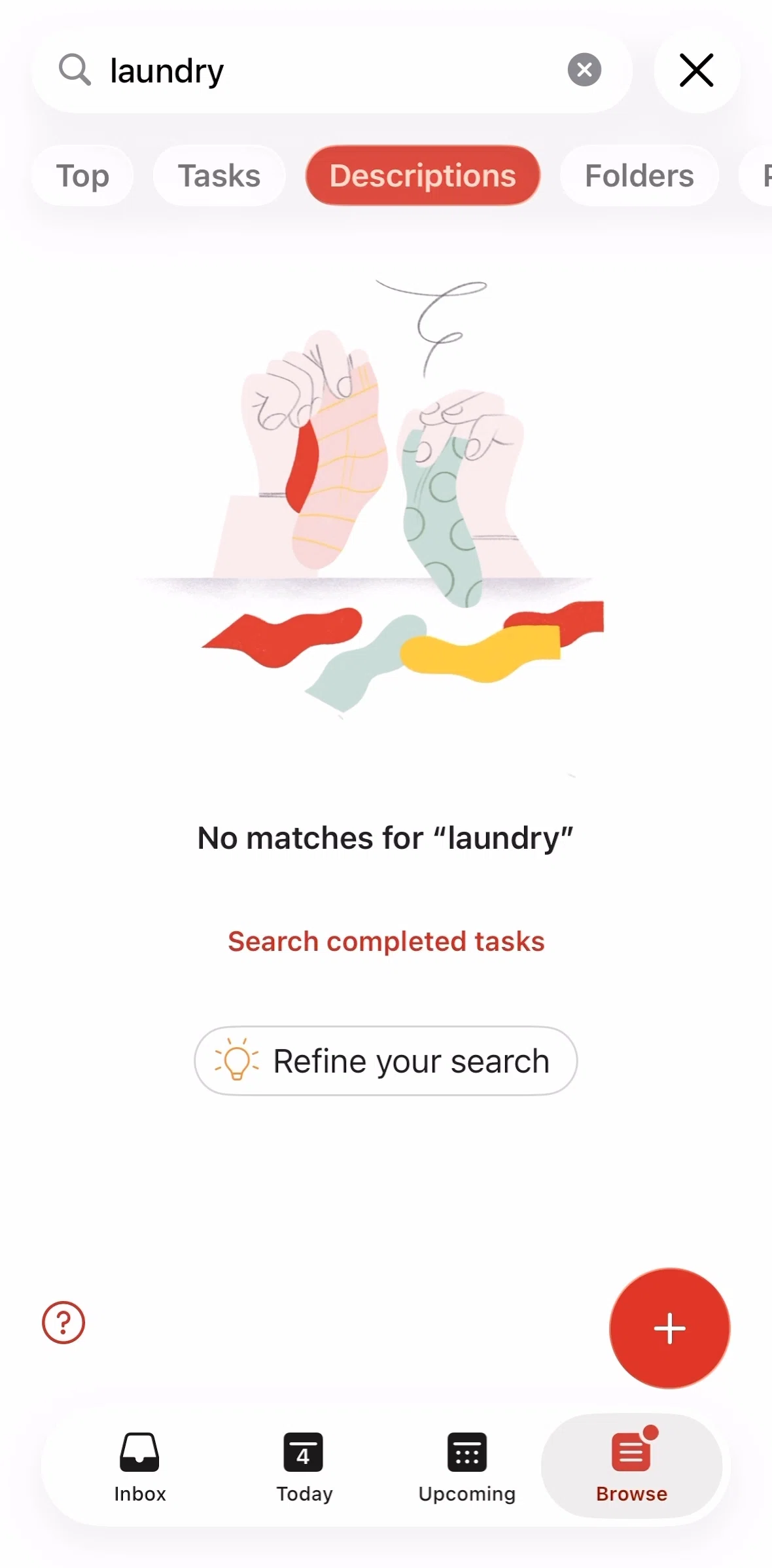 Todoist Screen screen in the Refine search flow