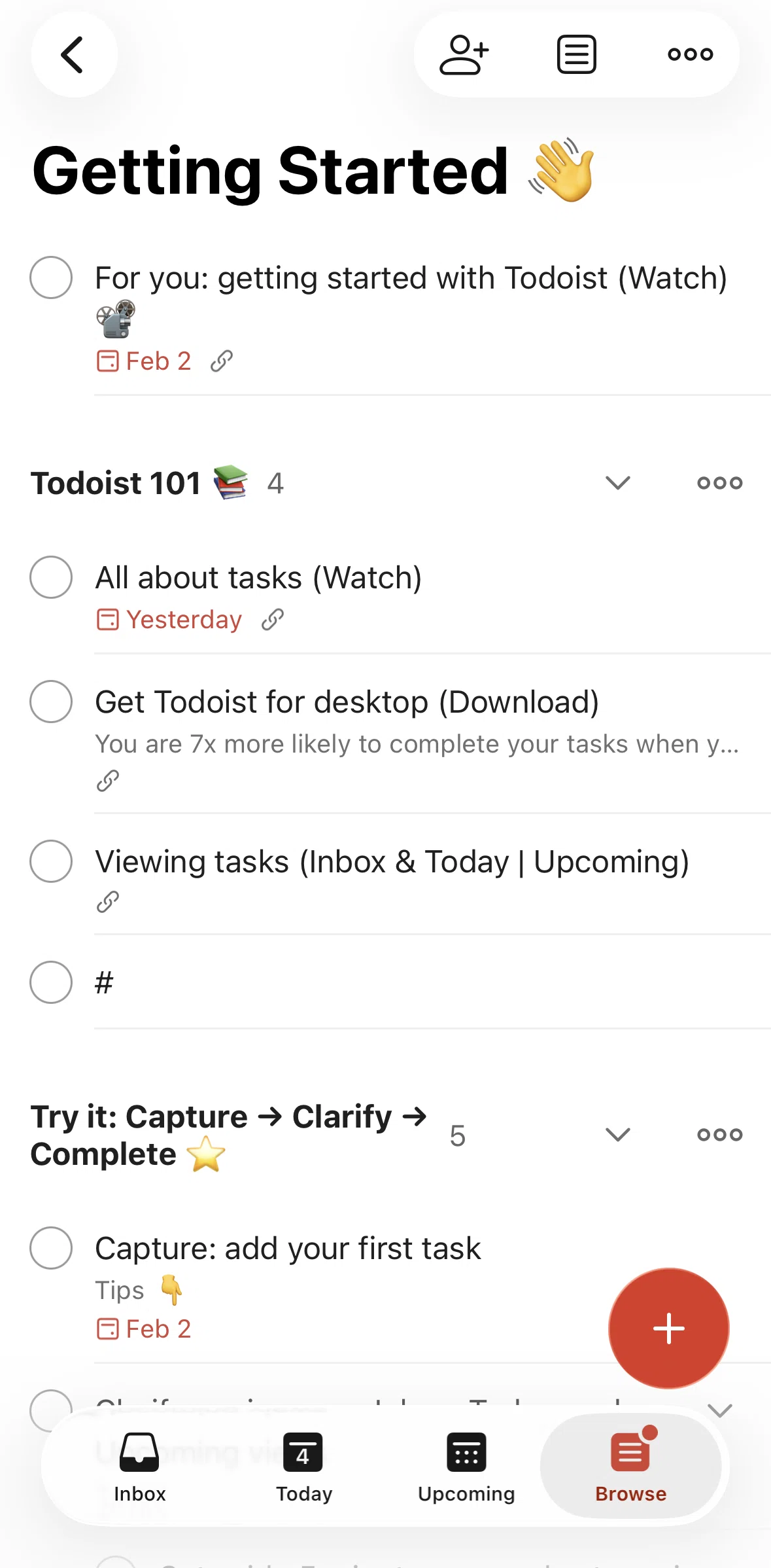 Todoist Screen screen in the Saving as a template flow