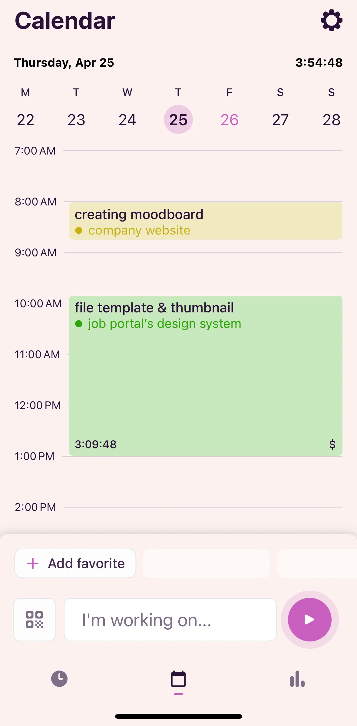 Toggl Track Screen screen in the Duplicating time entry flow