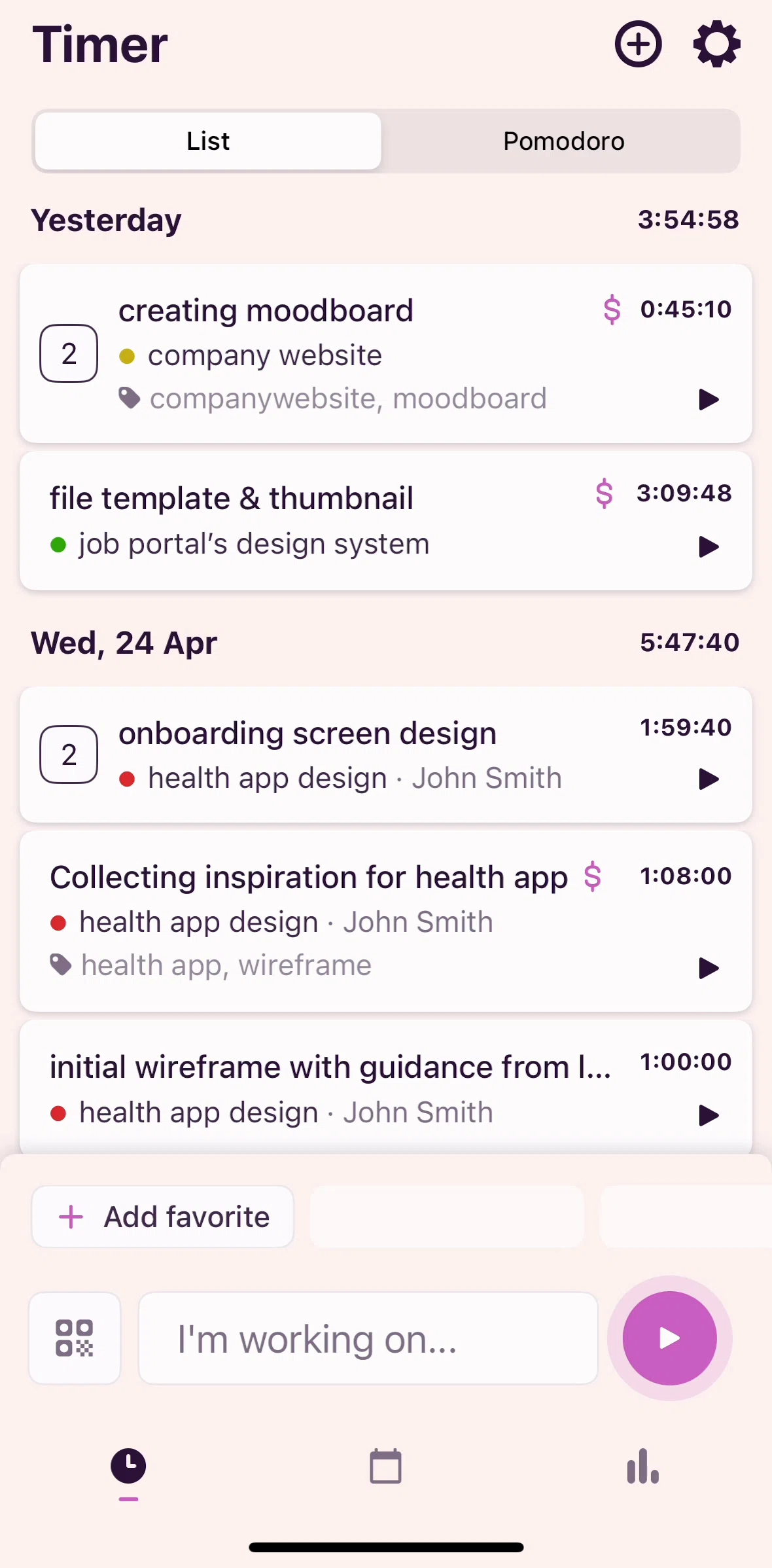 Toggl Track Screen screen in the Editing a project flow