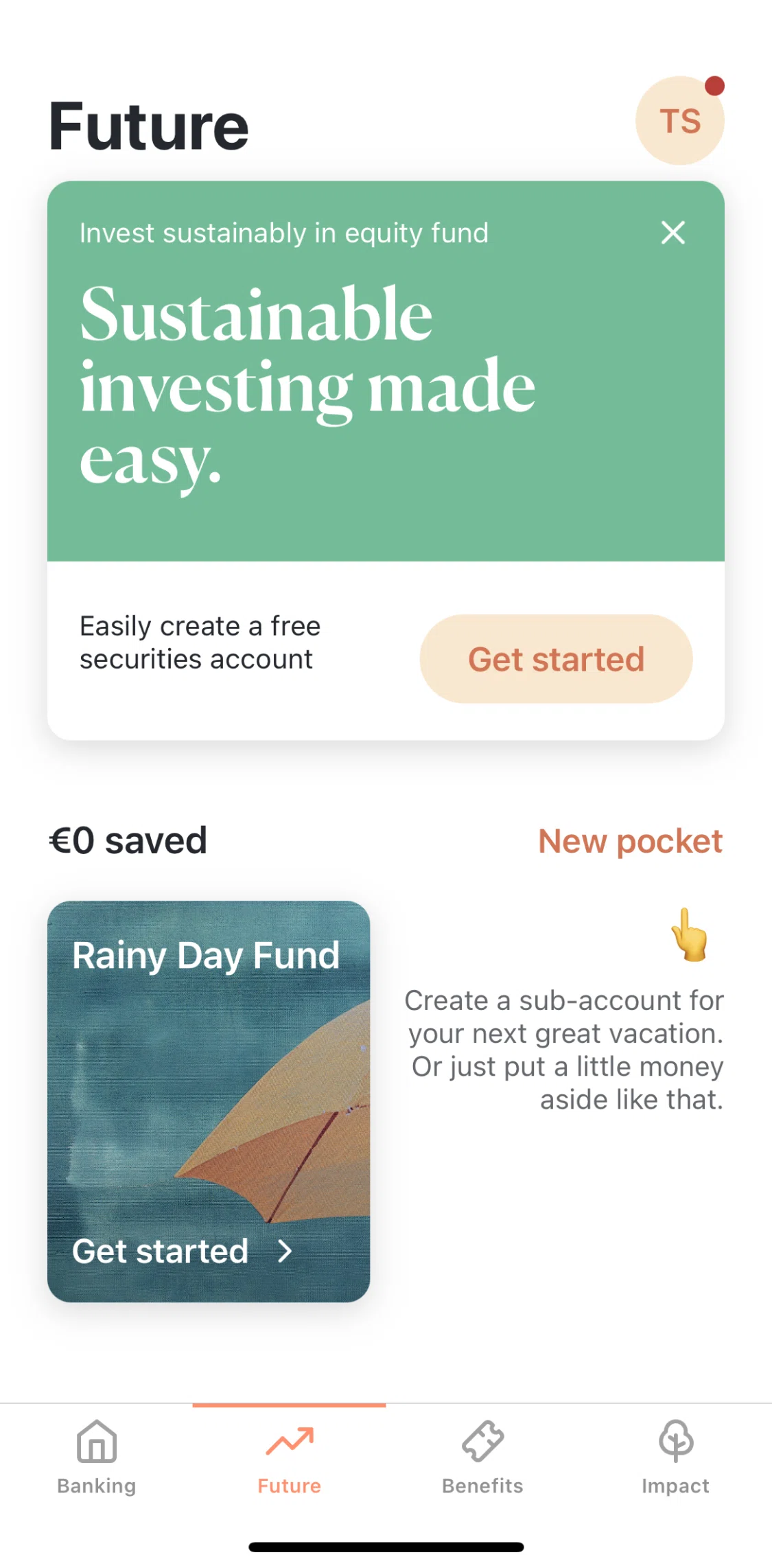 Tomorrow Screen screen in the Creating a securities account flow