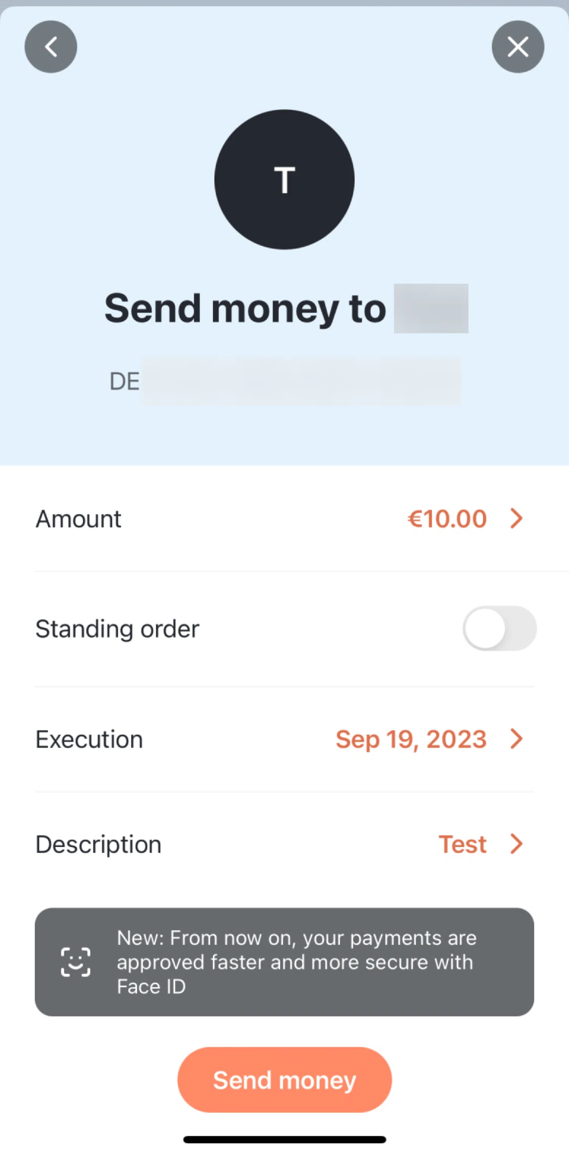 Tomorrow Screen screen in the Enabling recurring transfers flow
