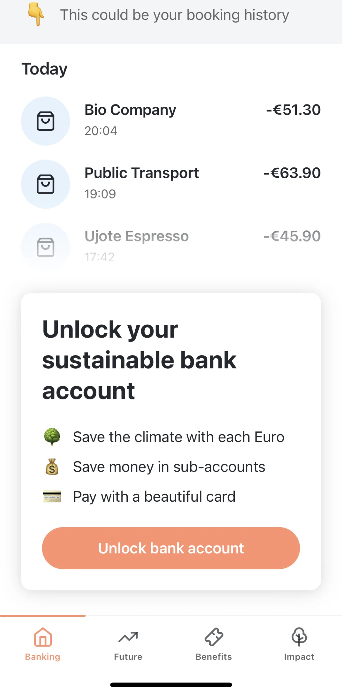 Tomorrow Screen screen in the Opening a bank account flow