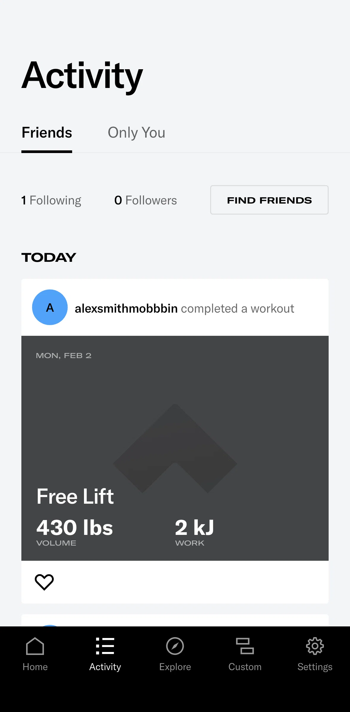 Tonal Screen screen in the Activity detail flow