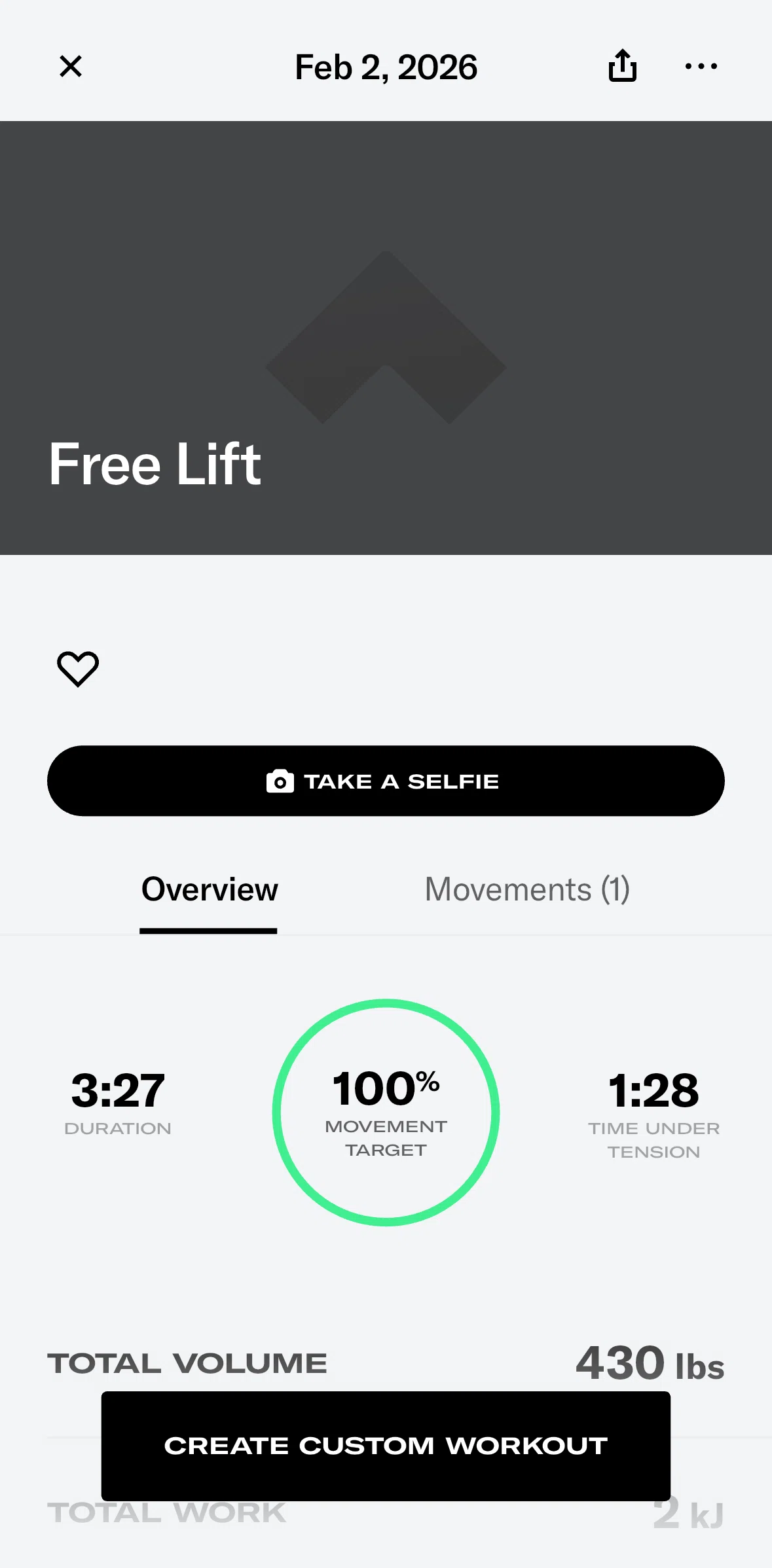 Tonal Screen screen in the Creating a workout photo flow