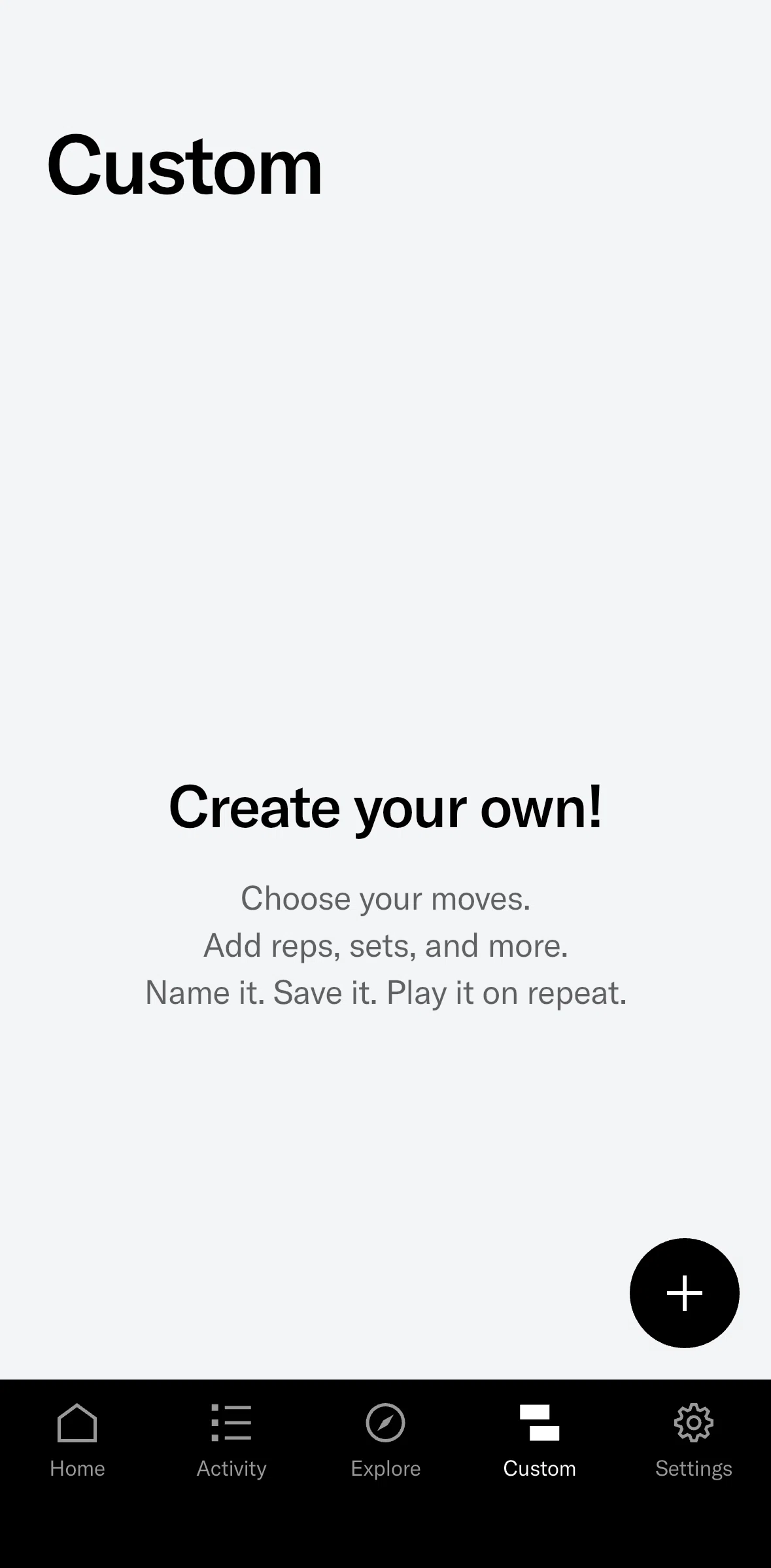 Tonal Screen screen in the Creating a workout flow