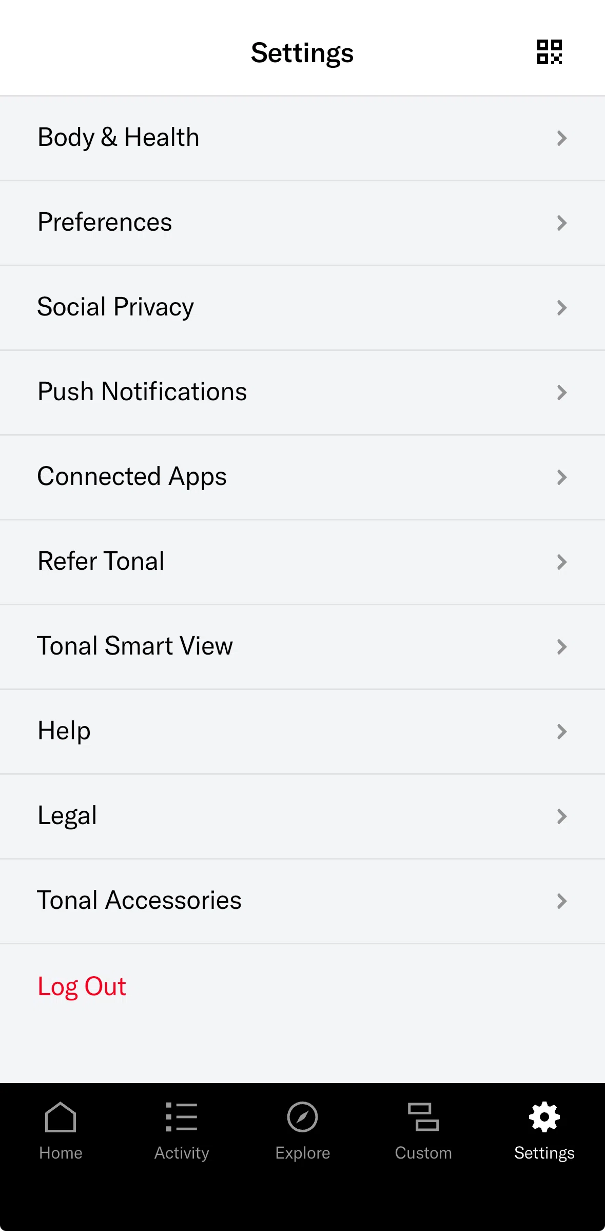 Tonal Screen screen in the Logging out flow