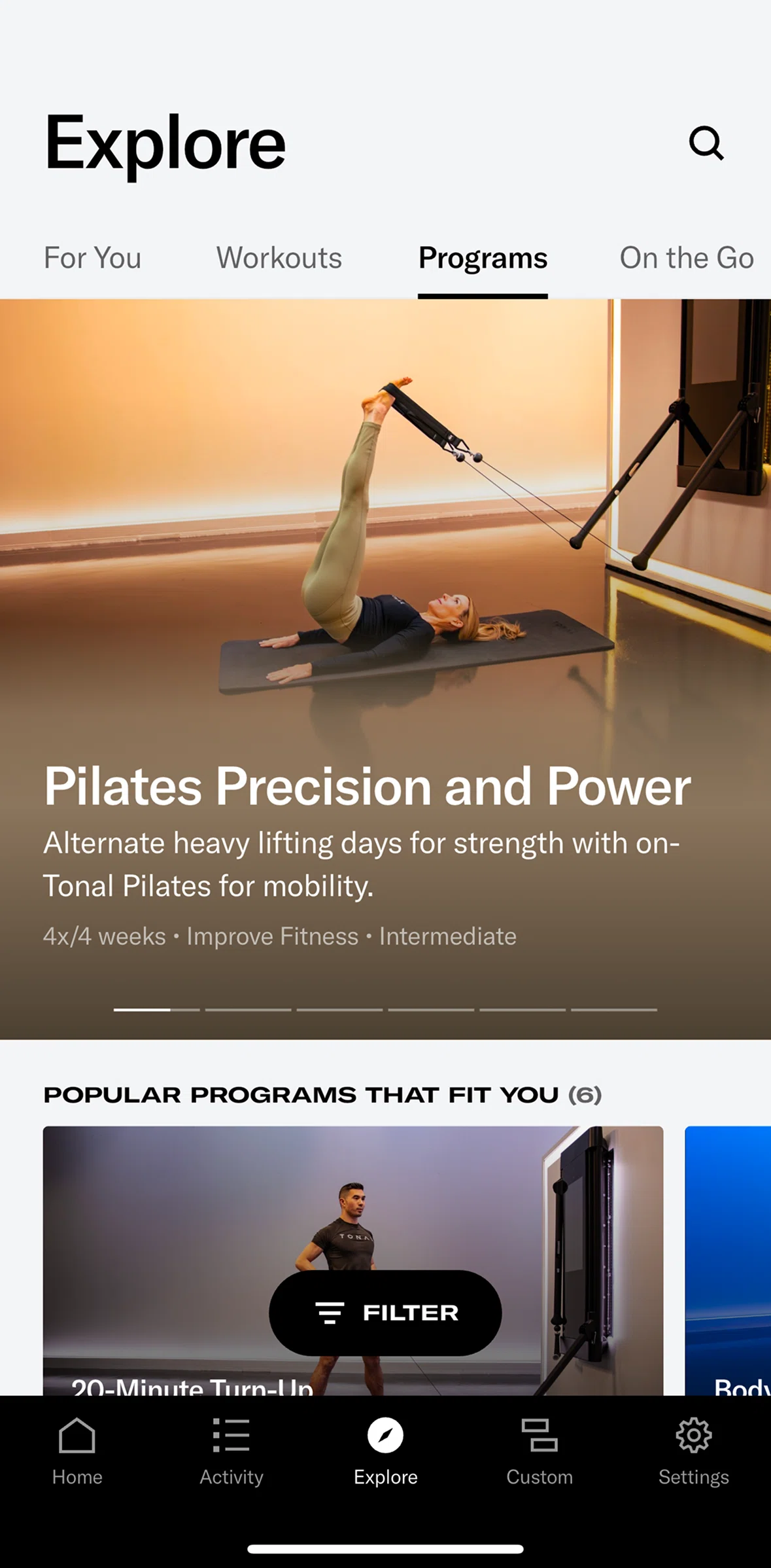 Tonal Screen screen in the Program detail flow