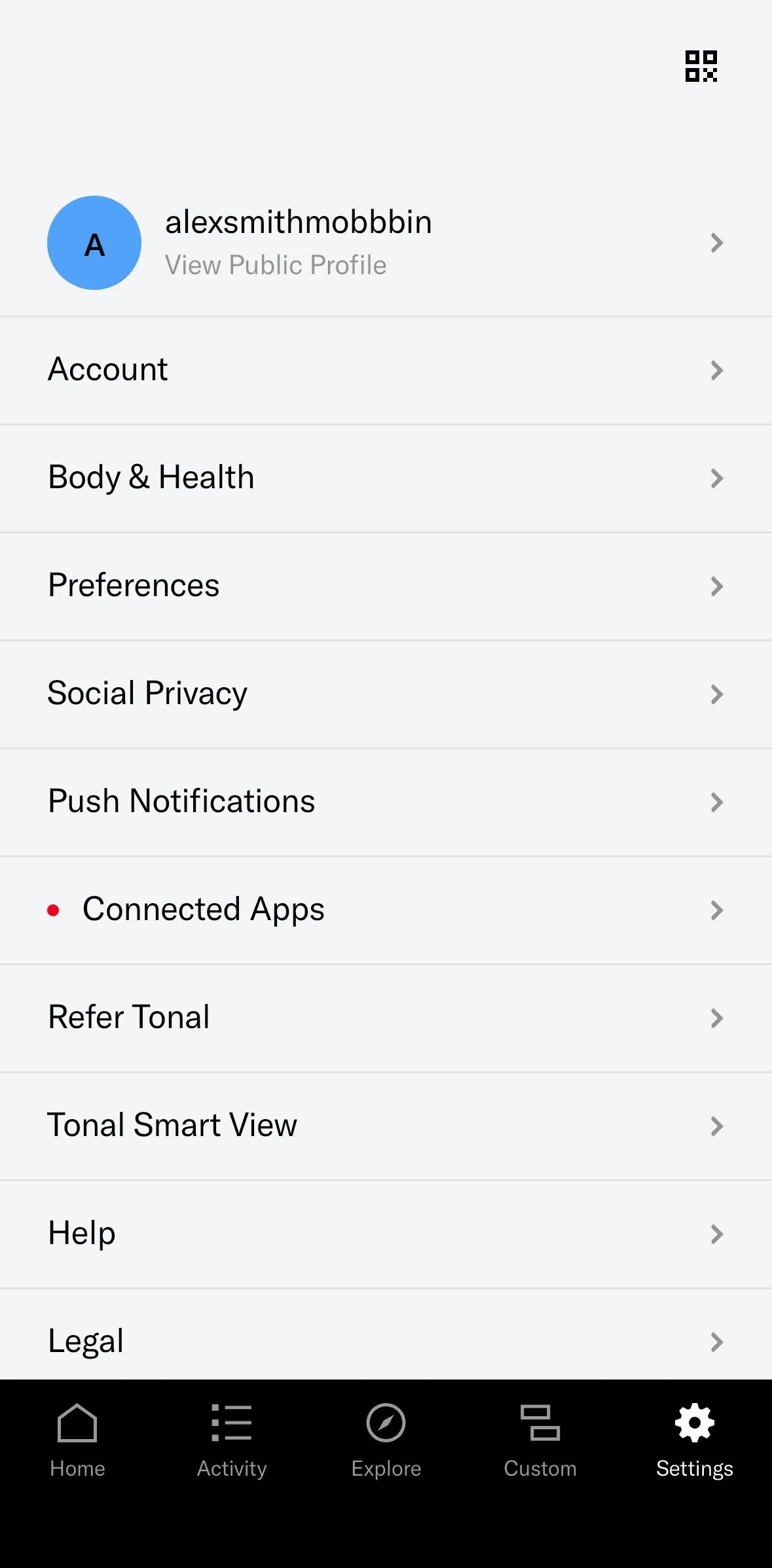 Tonal Screen screen in the Updating social privacy flow
