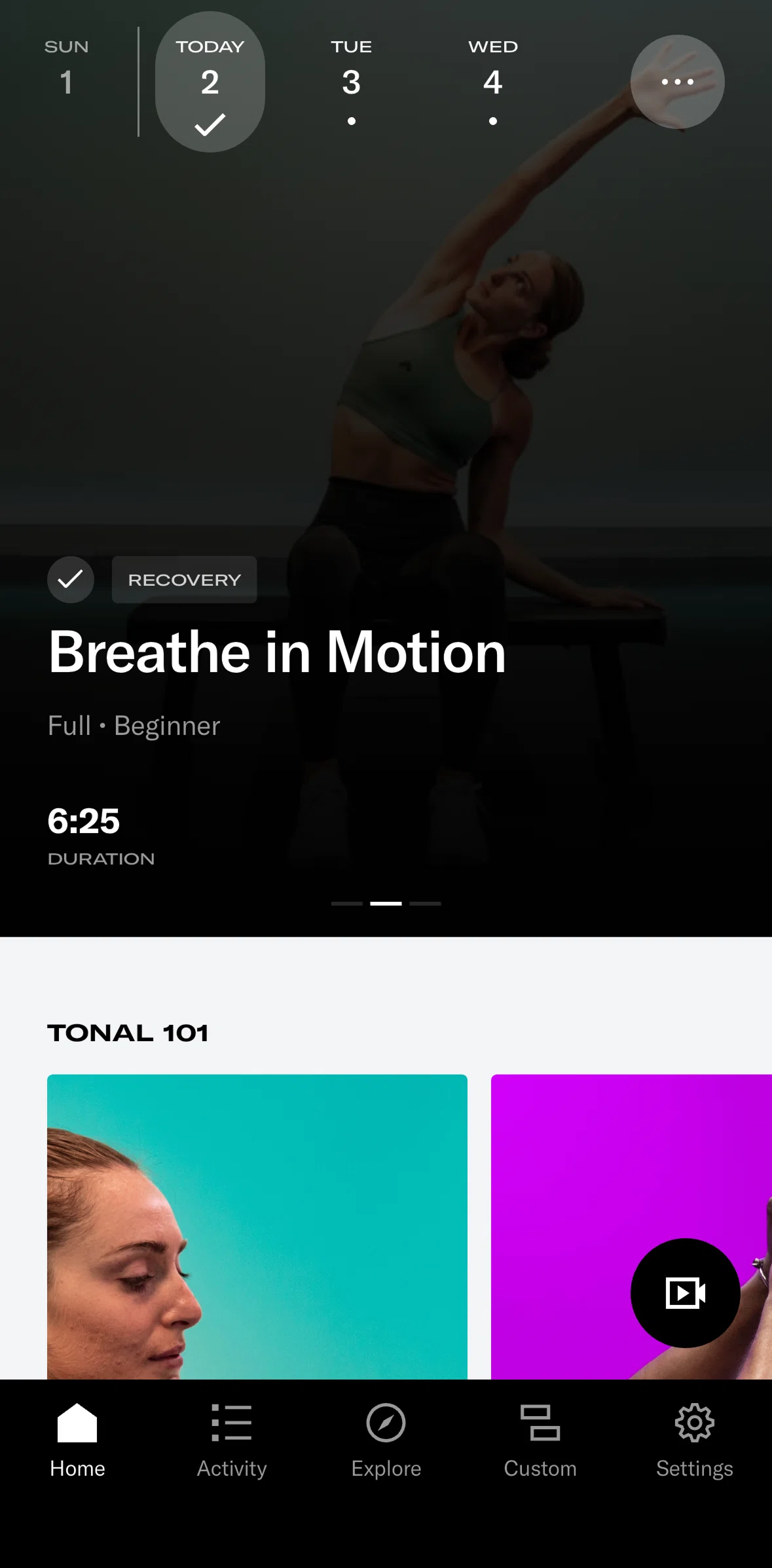 Tonal Screen screen in the Workout detail flow
