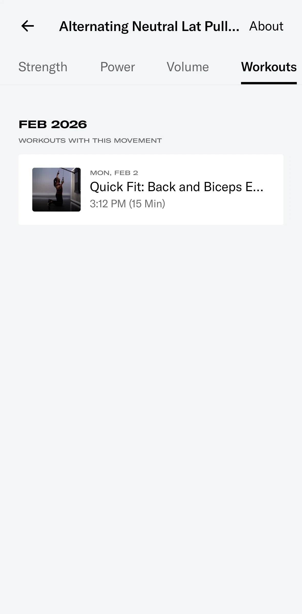 Tonal Screen screen in the Workout total volume flow