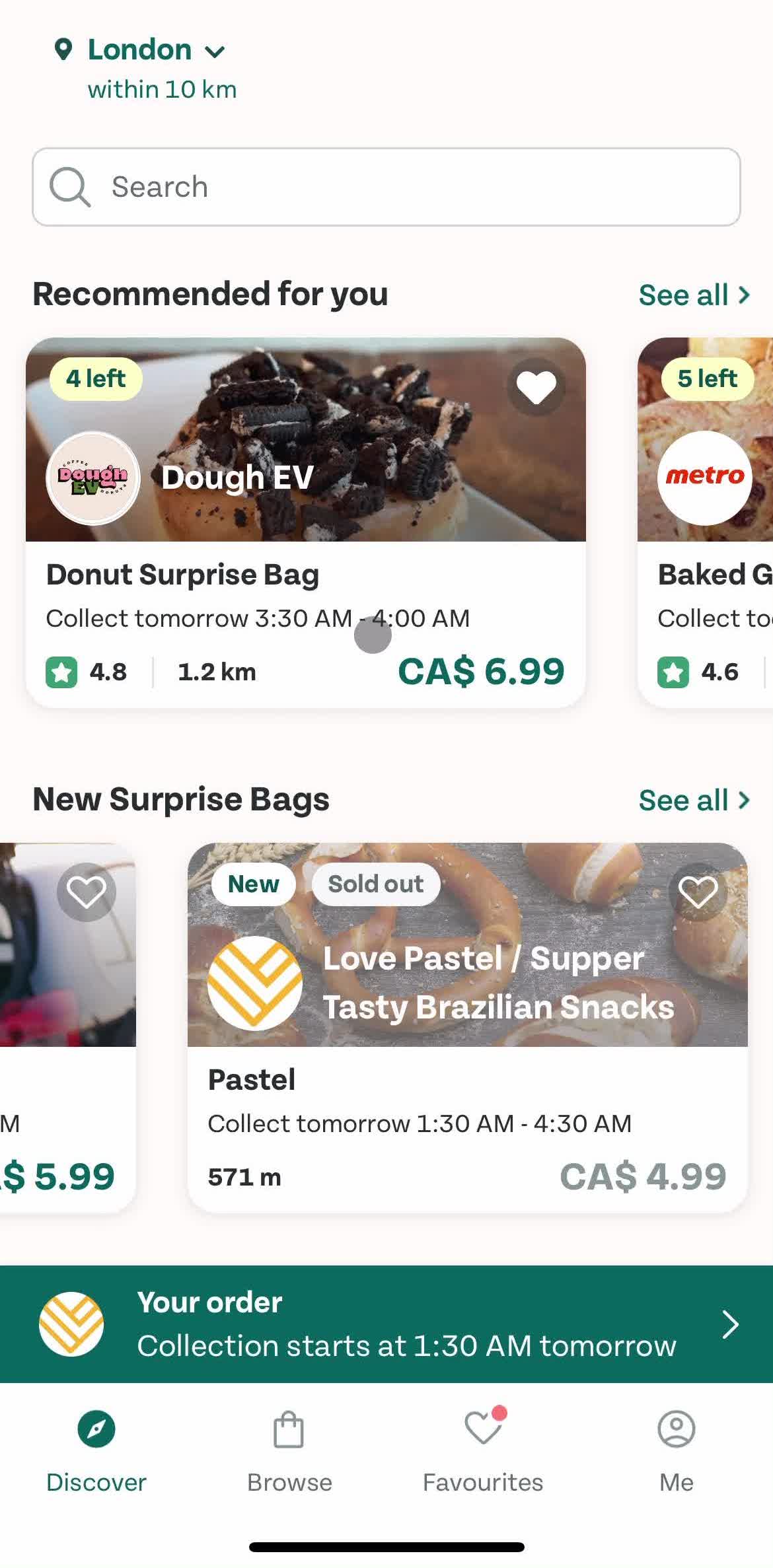 Too Good To Go Home screen in the Cancelling An Order flow