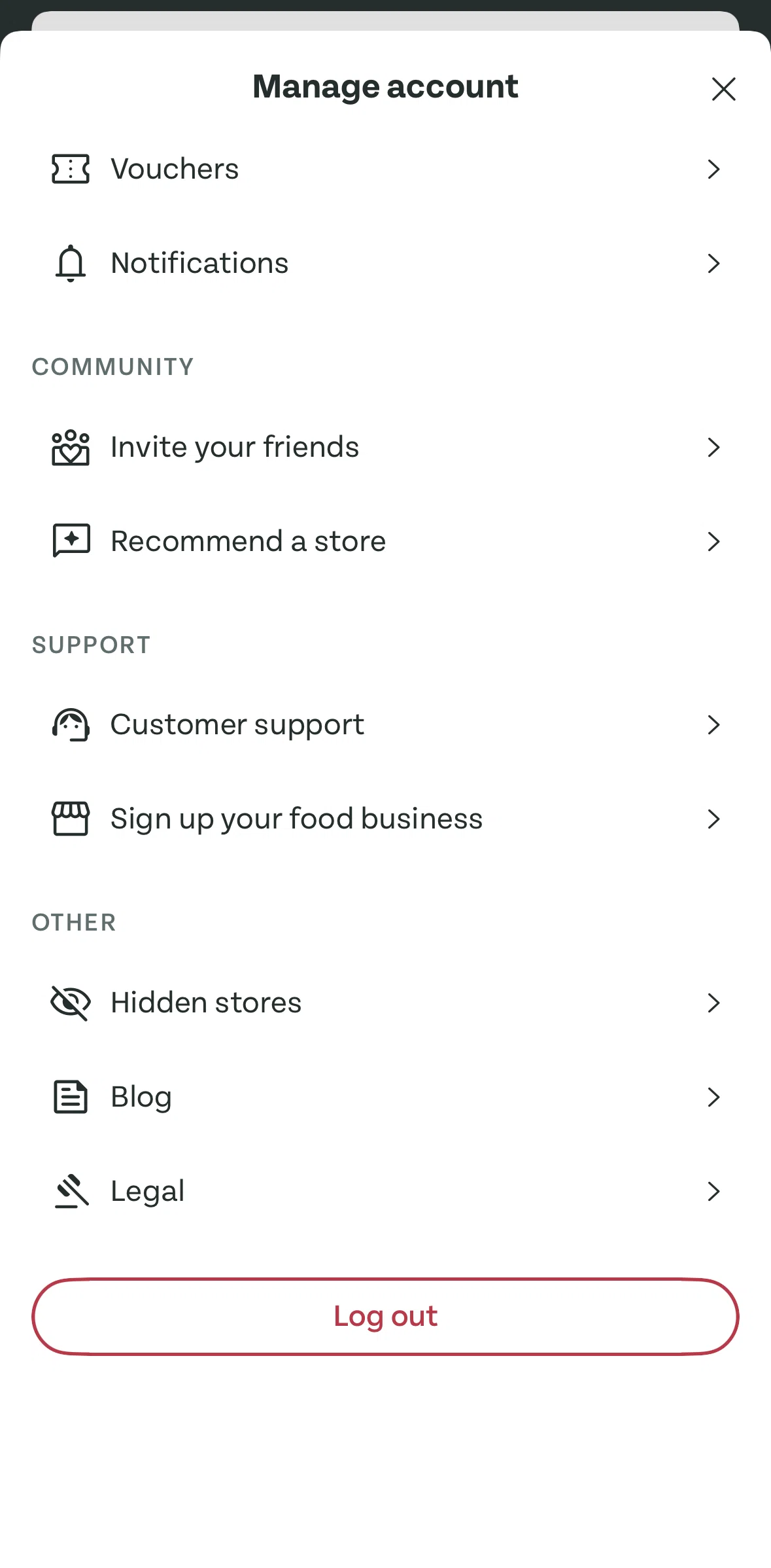 Too Good To Go Screen screen in the Logging out flow