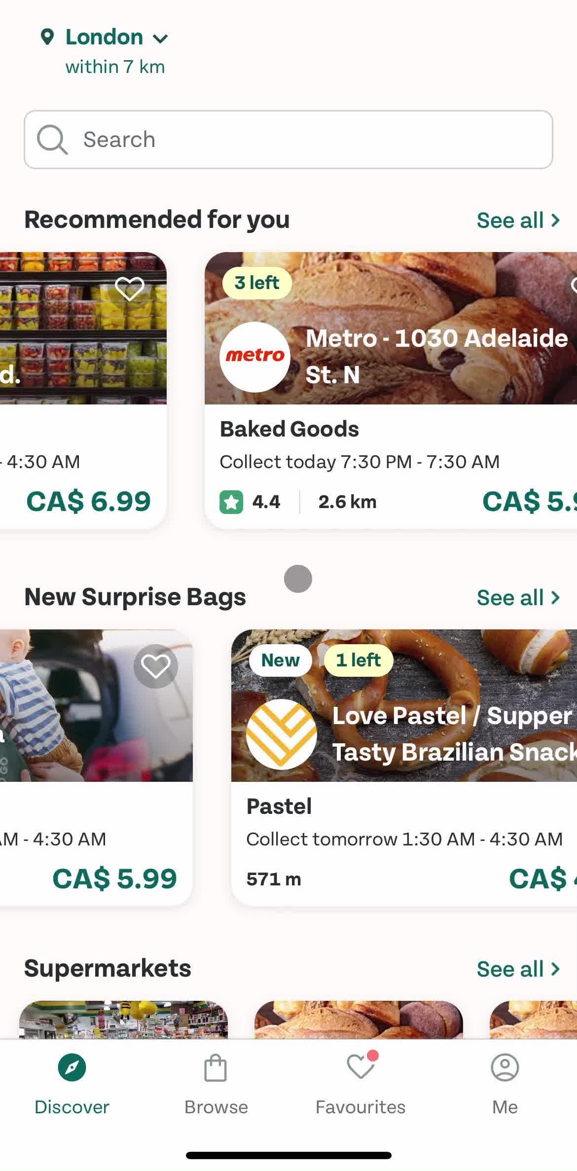 Too Good To Go Home screen in the Updating Your Profile flow
