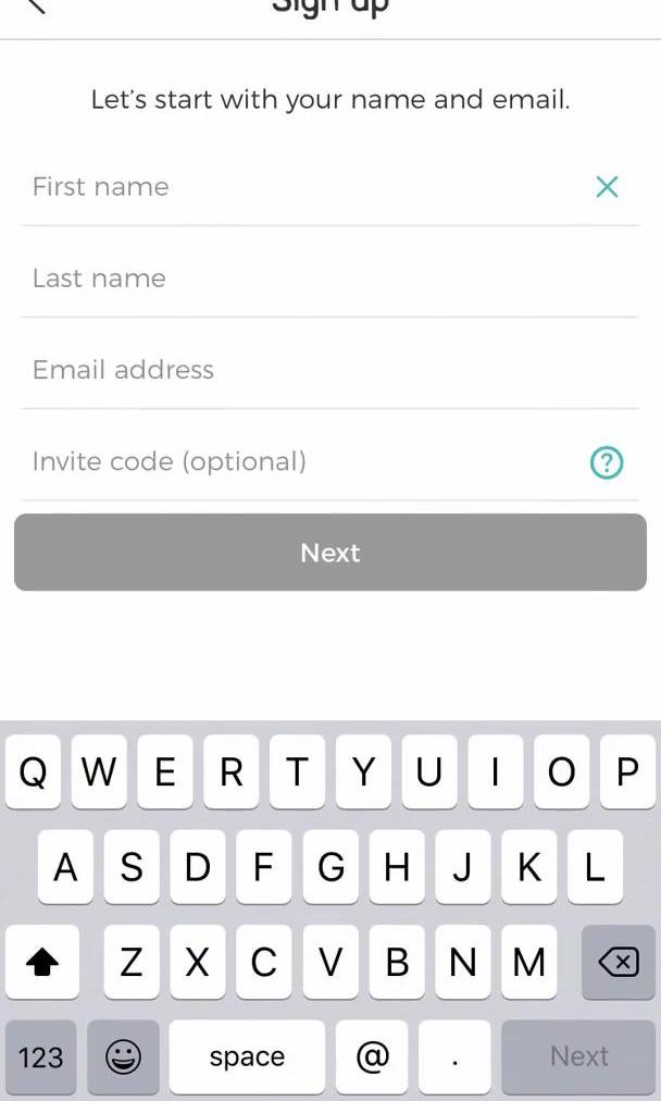 Touchnote Sign up screen in the Onboarding flow