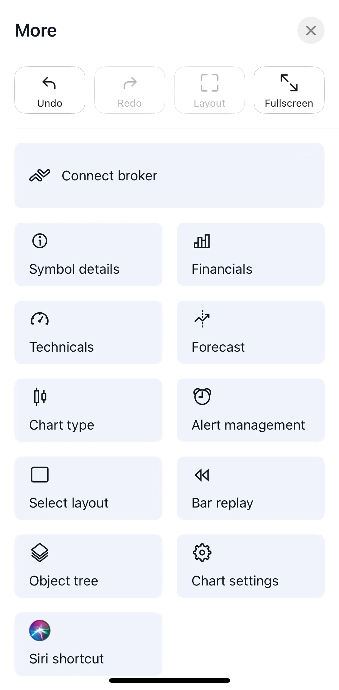 TradingView Screen screen in the Bar replay flow