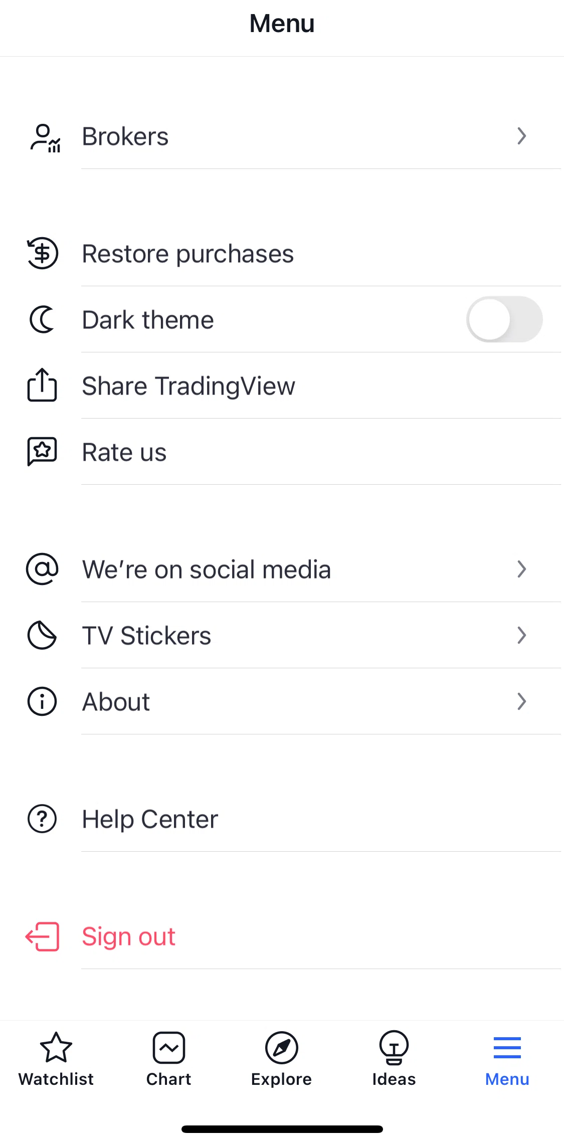 TradingView Screen screen in the Social media flow