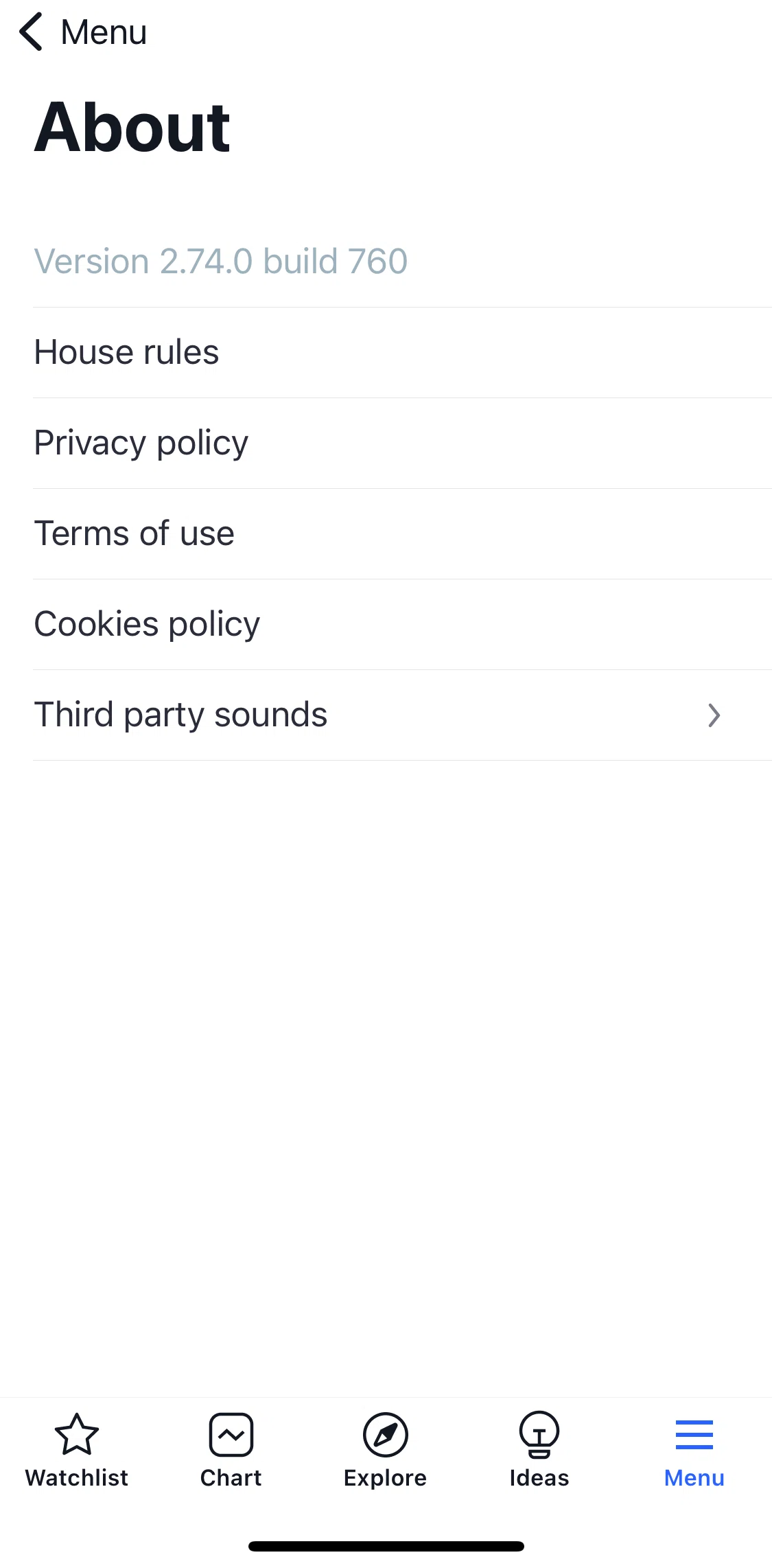 TradingView Screen screen in the Terms of use flow