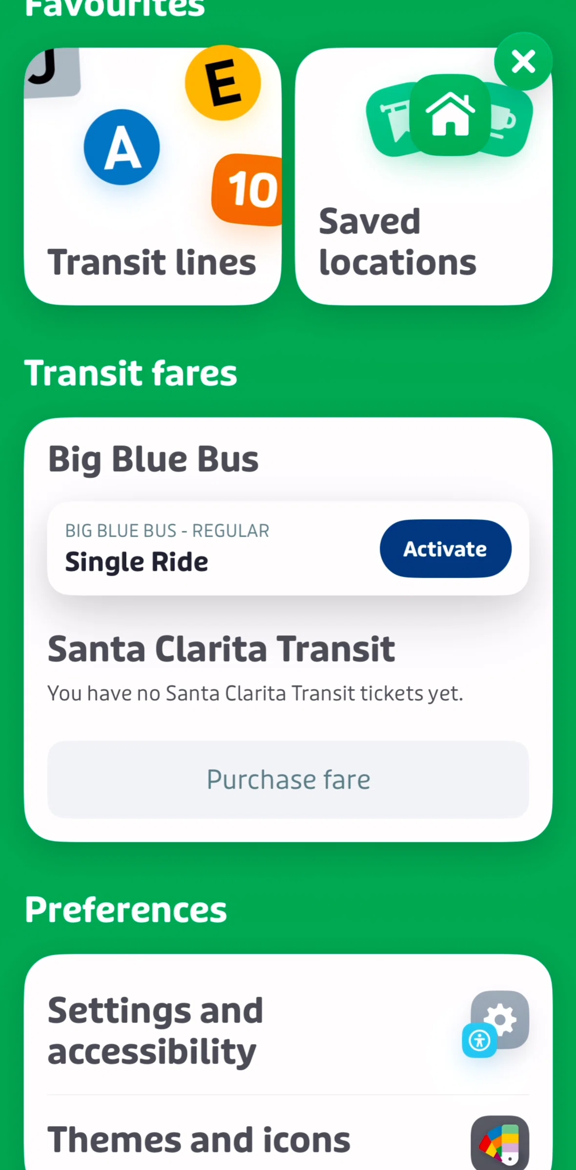 Transit Screen screen in the Activating a ticket flow