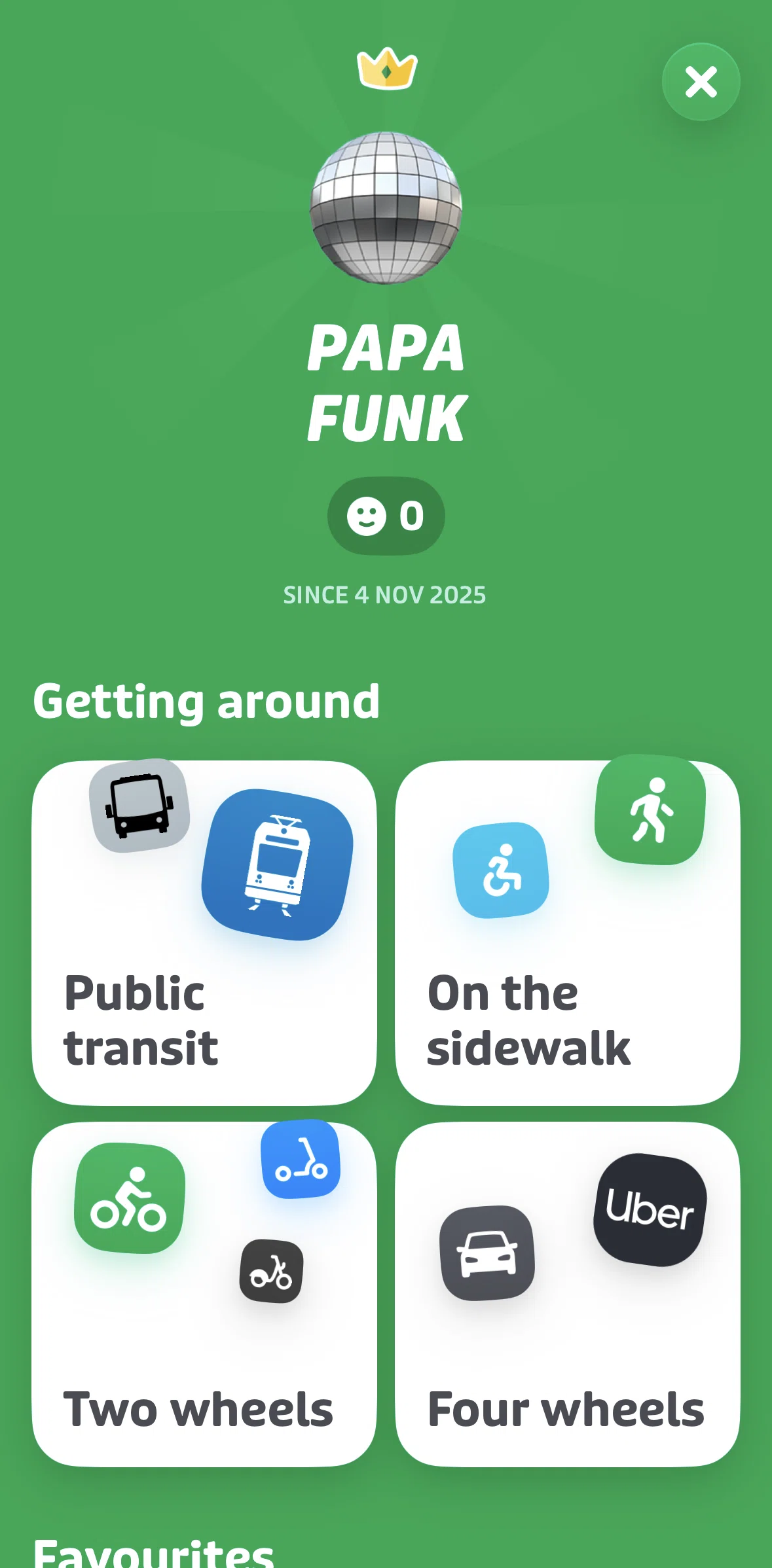 Transit Screen screen in the Four wheels flow