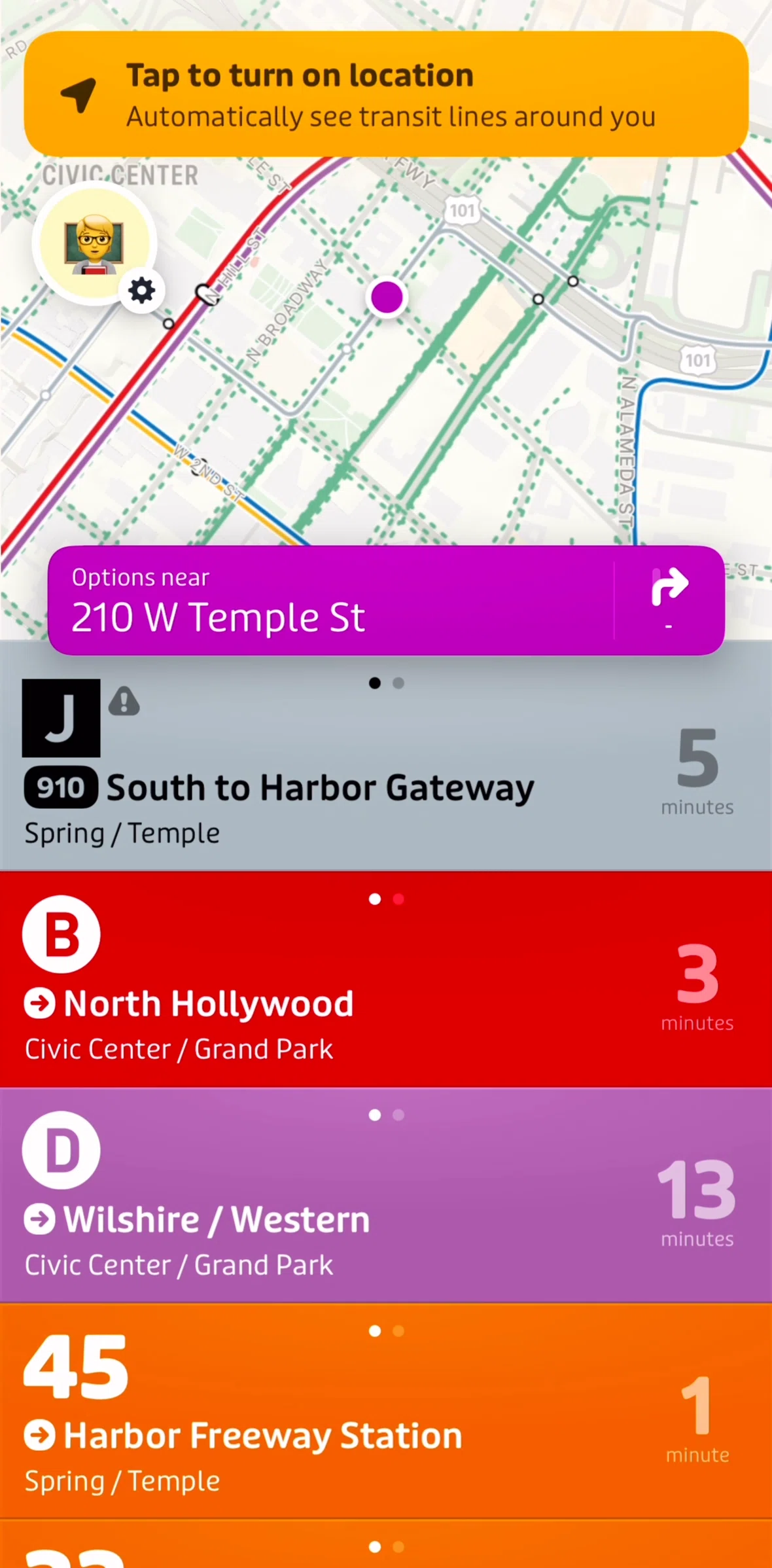 Transit Screen screen in the Home flow