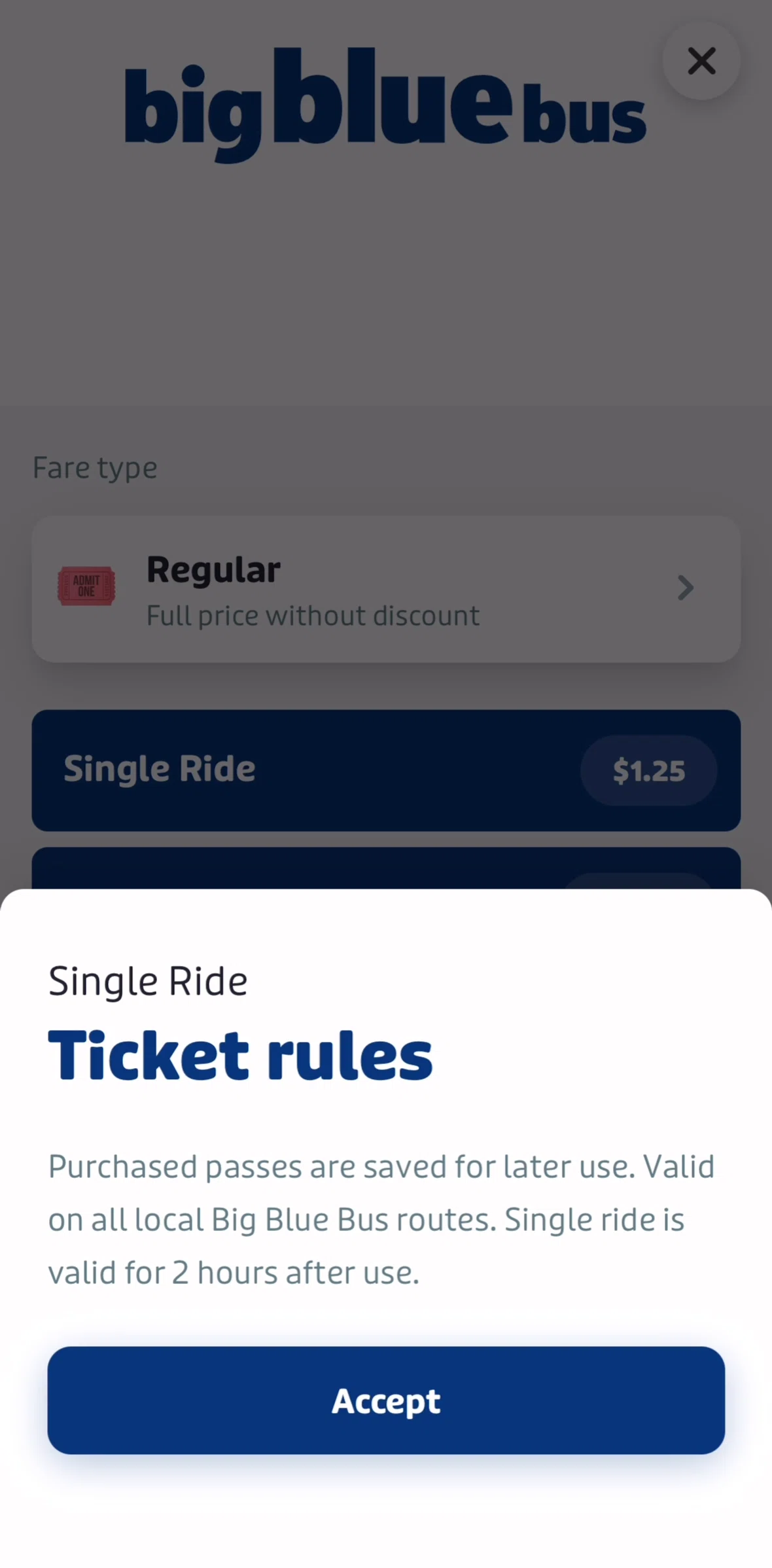 Transit Screen screen in the Registering for a Big Blue Bus account flow