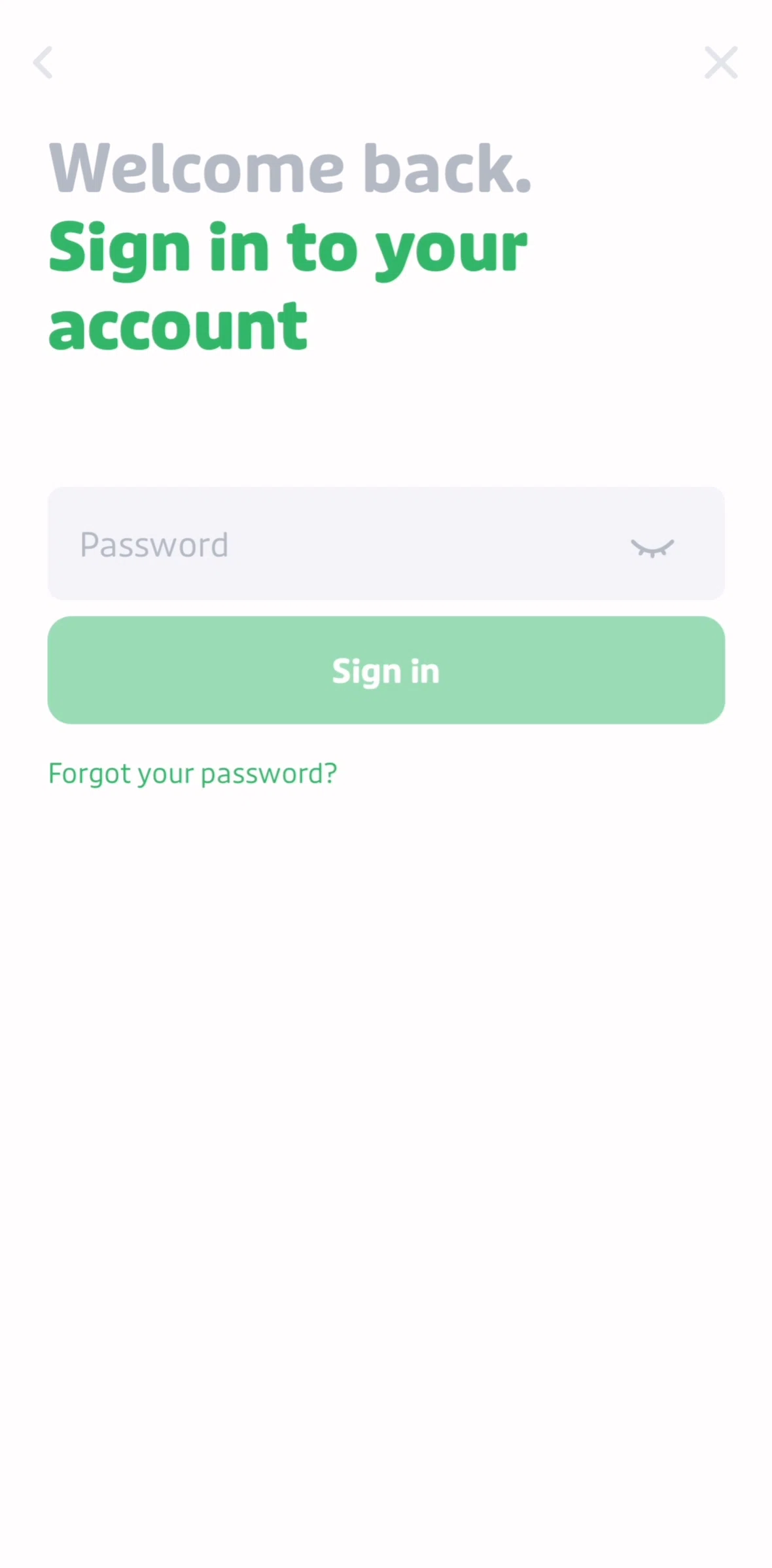 Transit Screen screen in the Resetting password flow