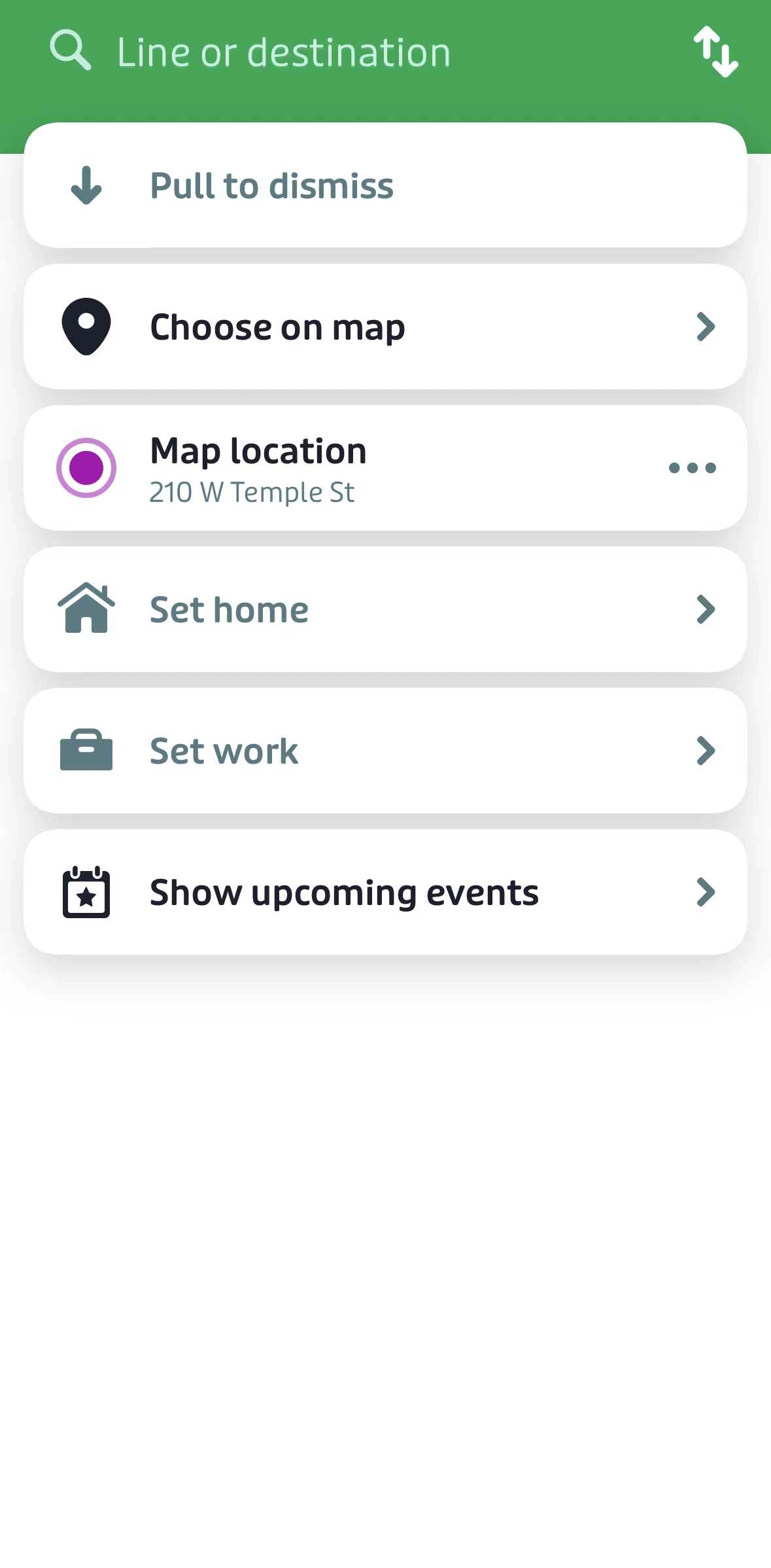 Transit Screen screen in the Saving a location flow