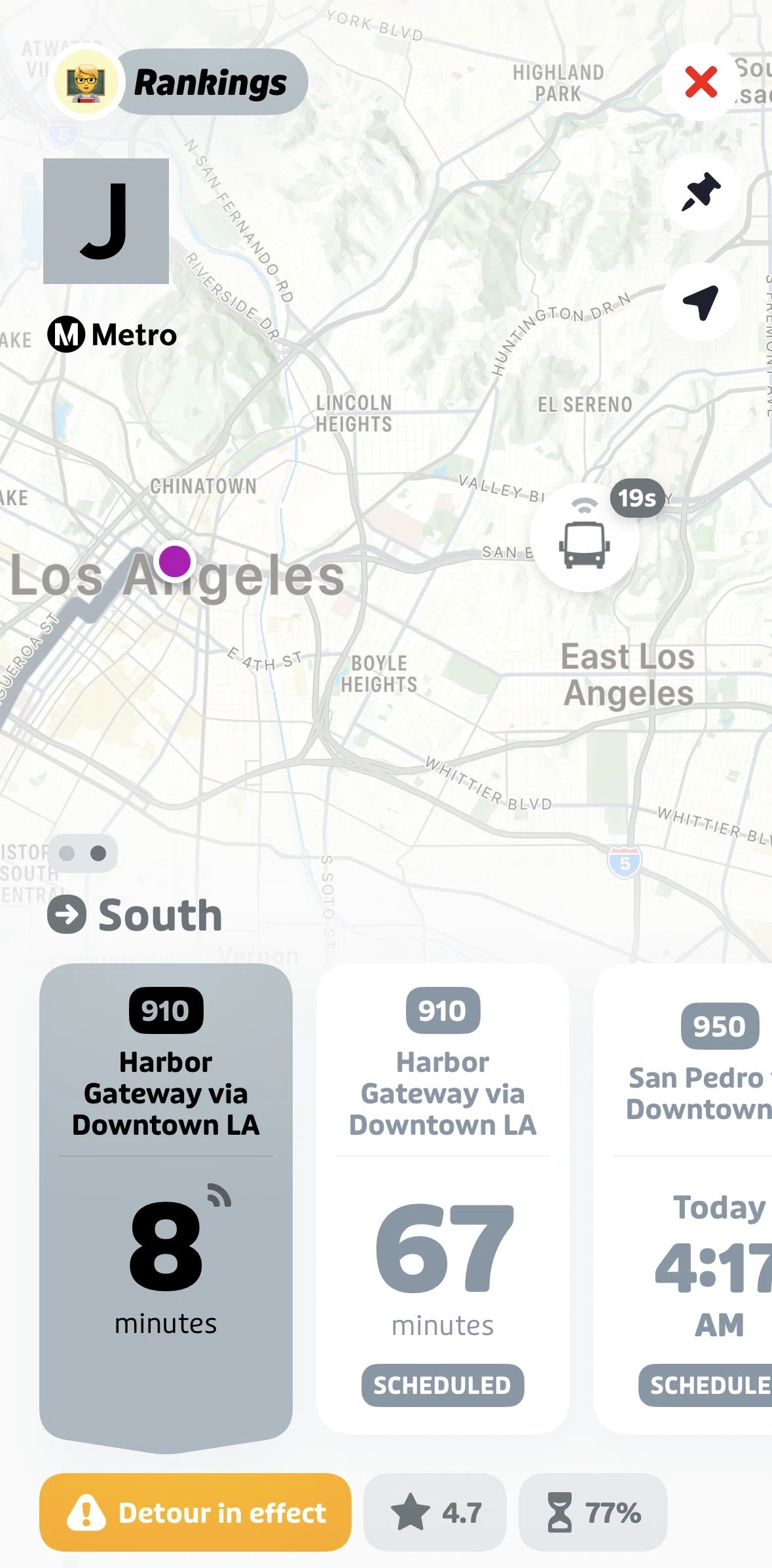 Transit Screen screen in the Service alerts flow