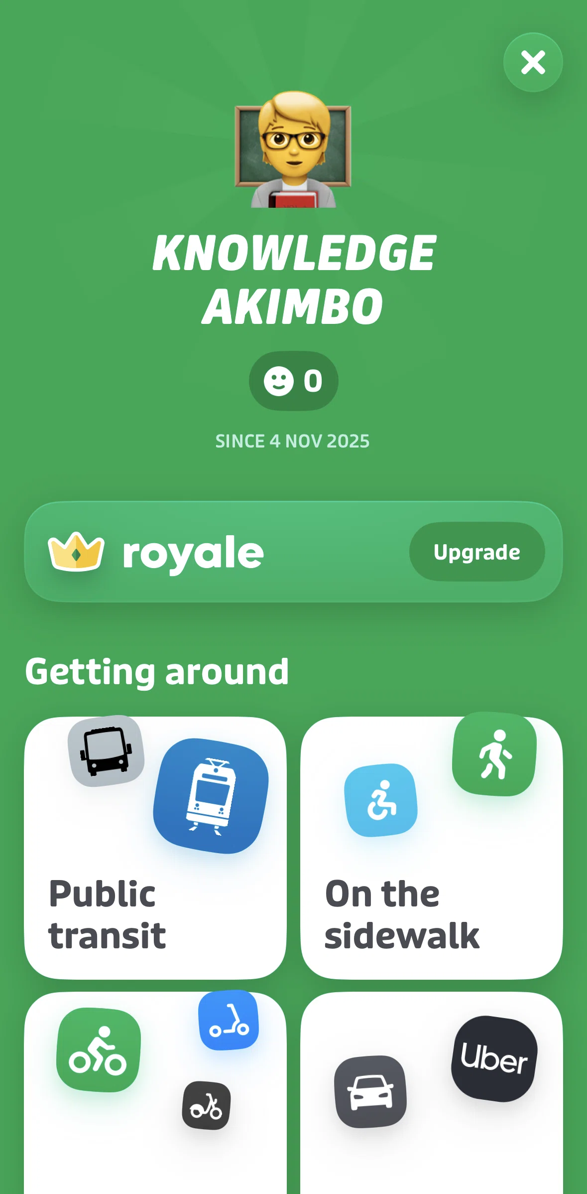 Transit Screen screen in the Transit Royale flow
