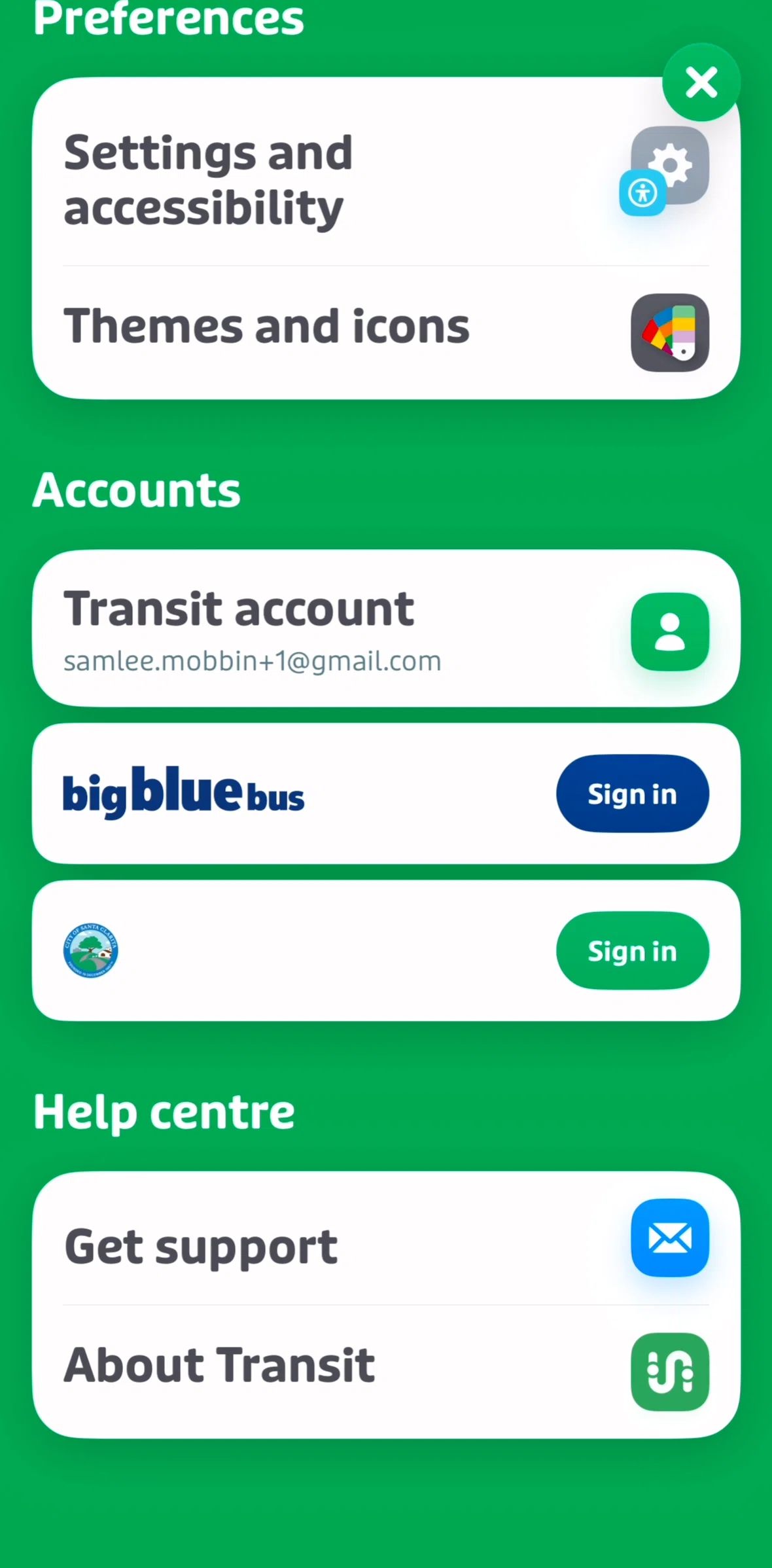 Transit Screen screen in the Updating accessibility settings flow
