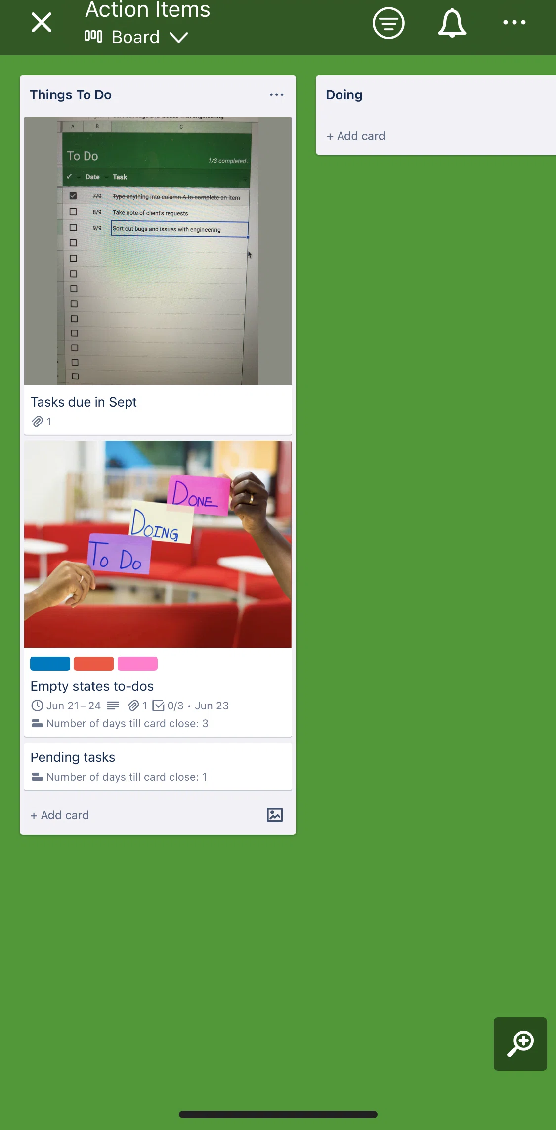 Trello Screen screen in the Archiving cards flow