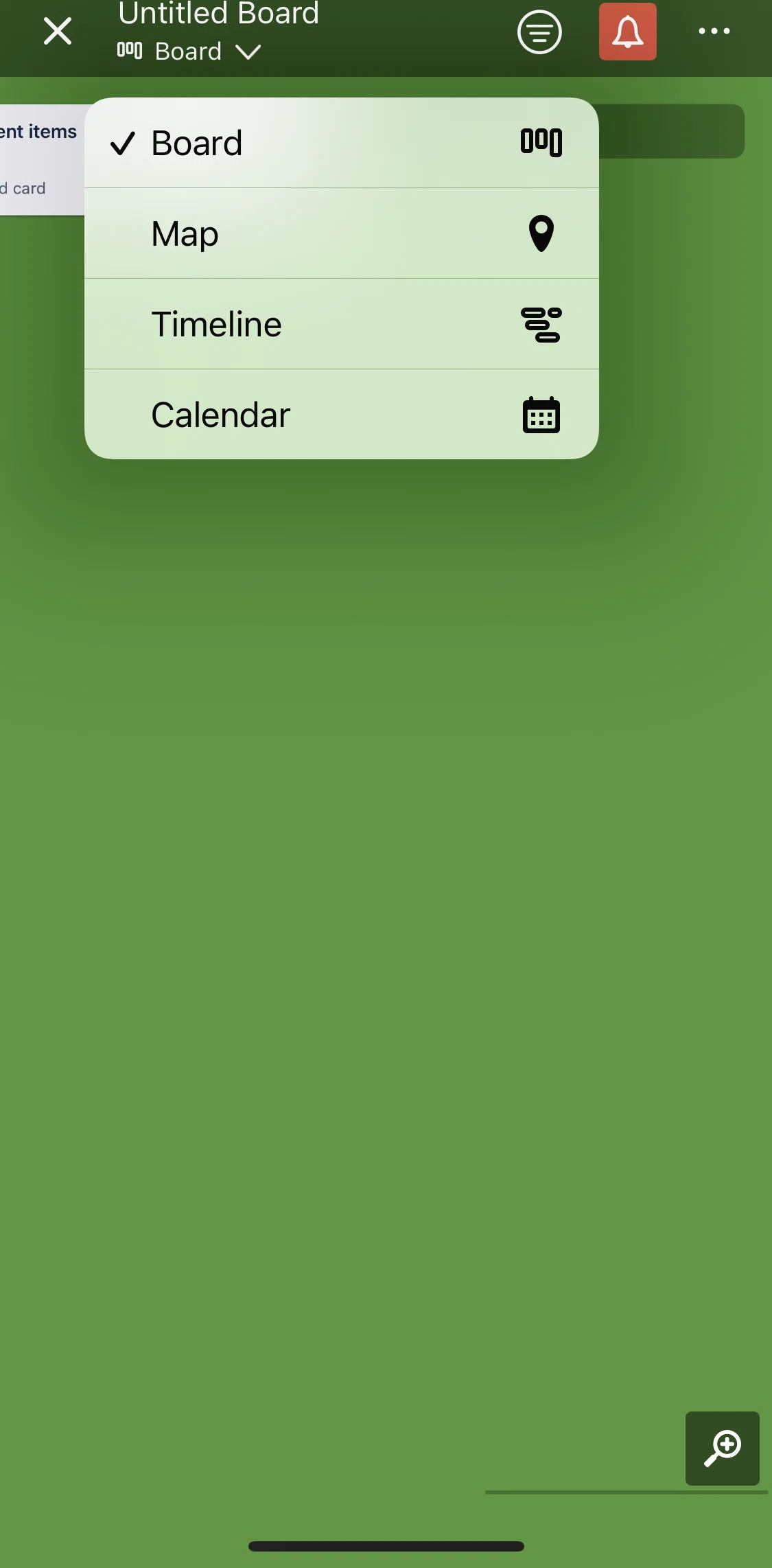 Trello Screen screen in the Changing to map view flow