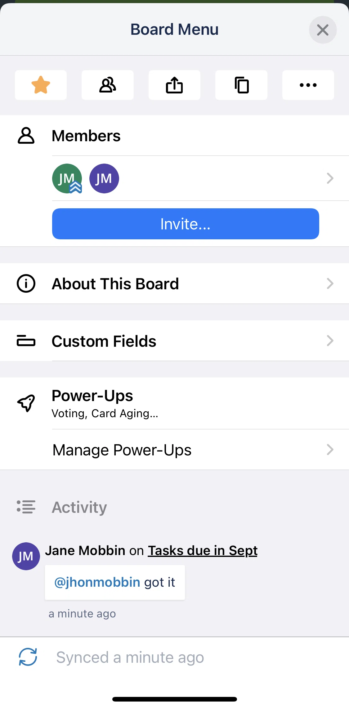 Trello Screen screen in the Copying board flow